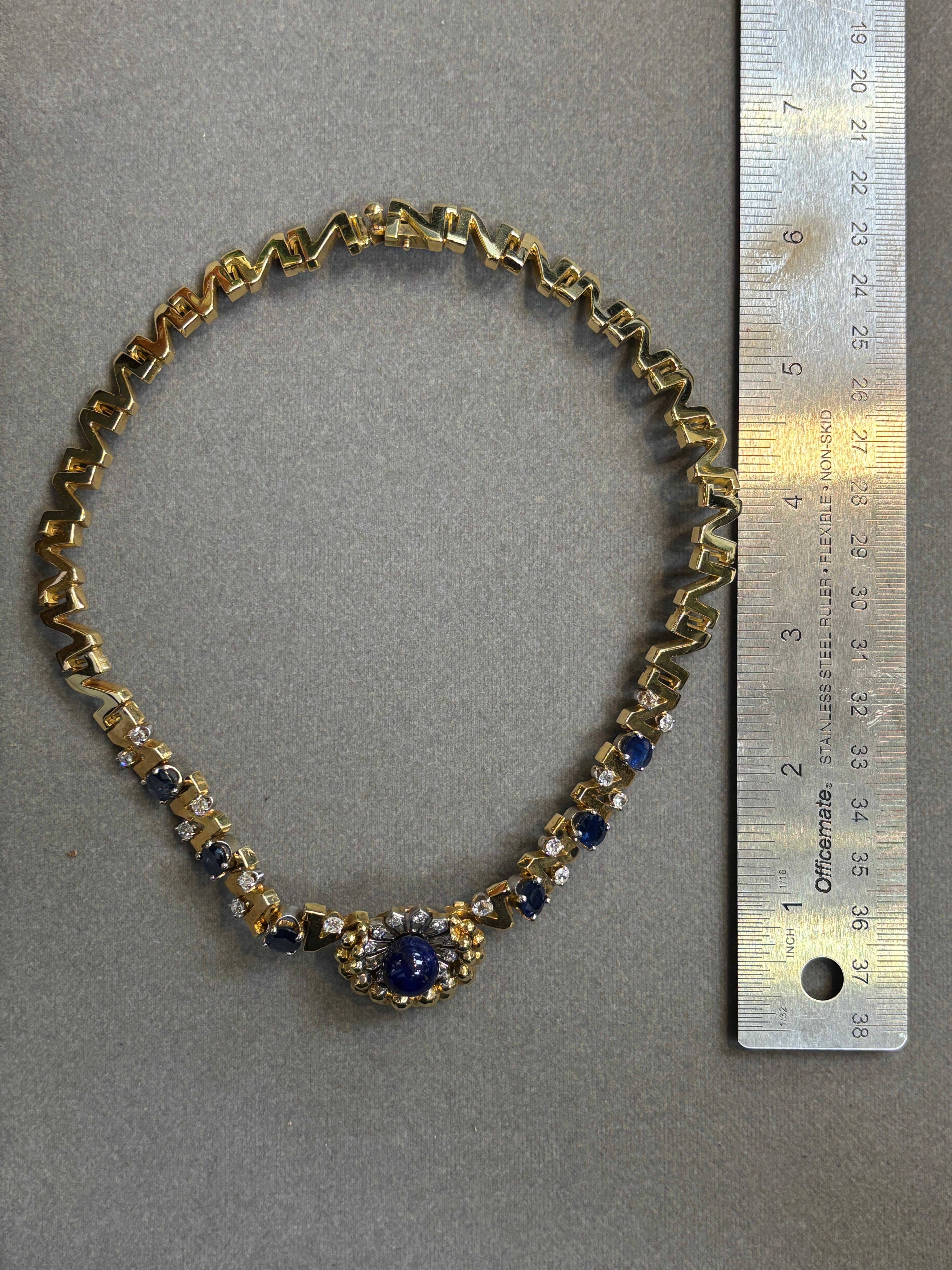 Collar de zafiro lapislázuli y diamantes en Excelente estado para la venta en New York, NY