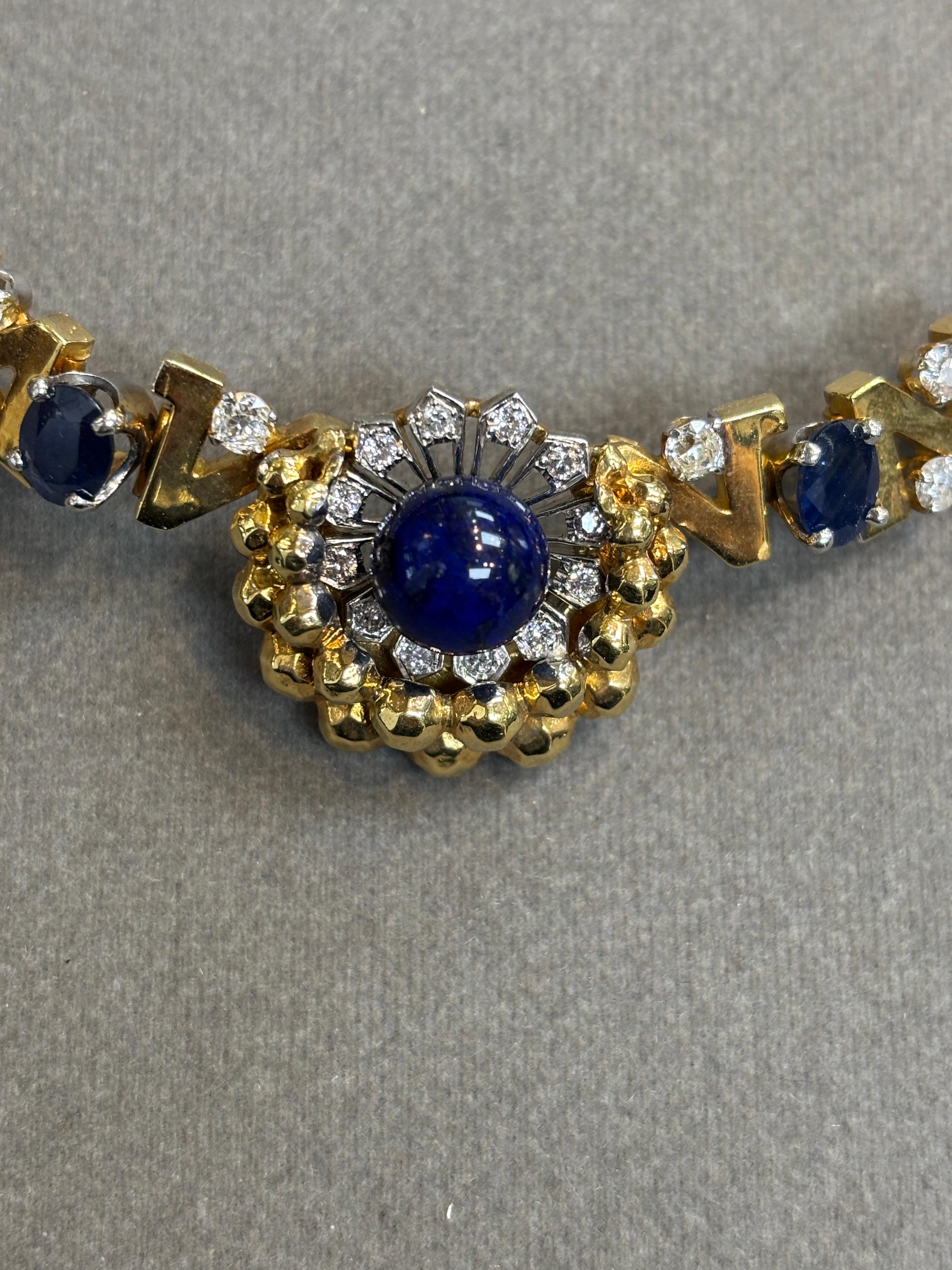 De las mujeres Collar de zafiro lapislázuli y diamantes en venta