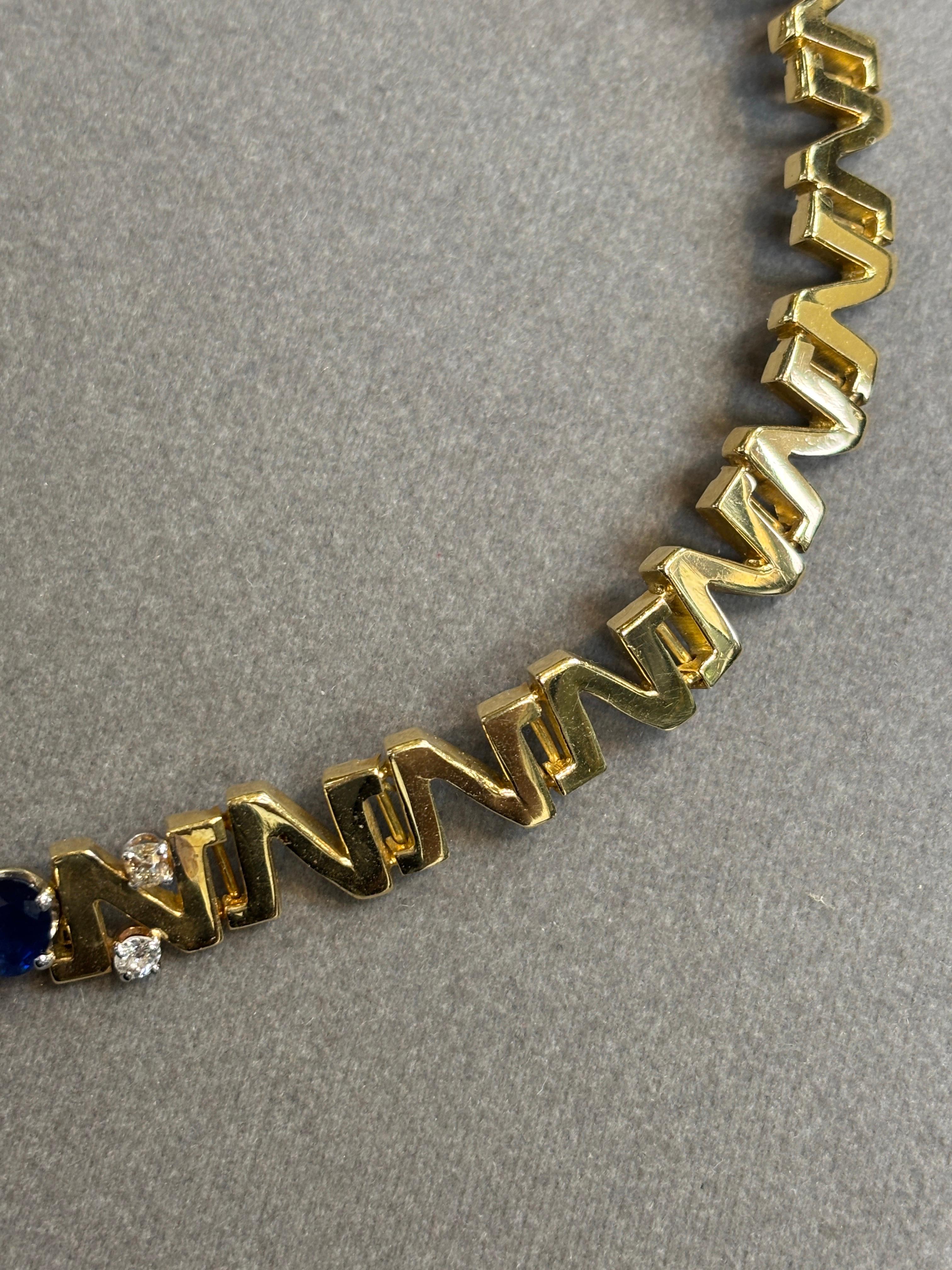 Collar de zafiro lapislázuli y diamantes en venta 1