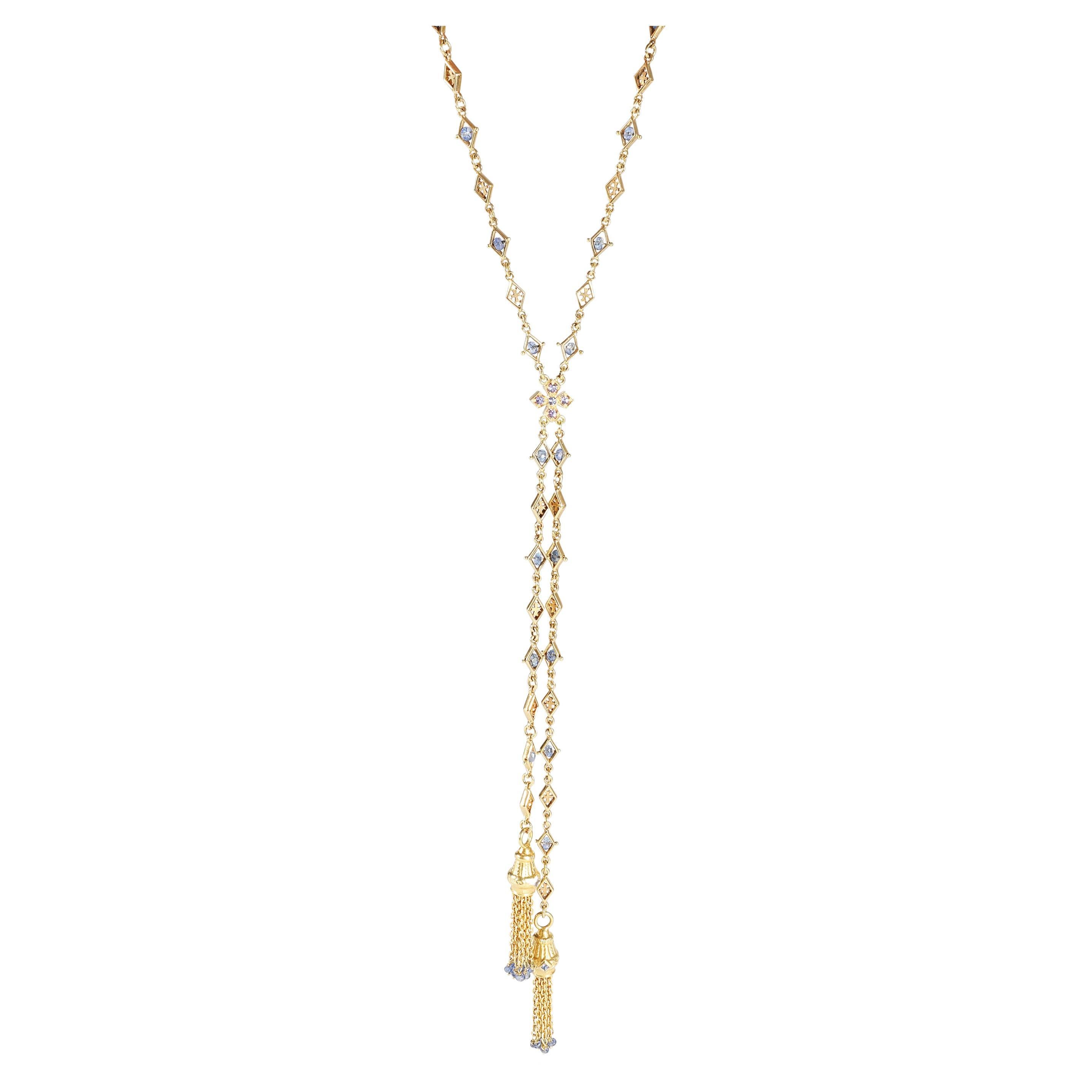 Sapphire Lariat Necklace in 18k Yellow Gold