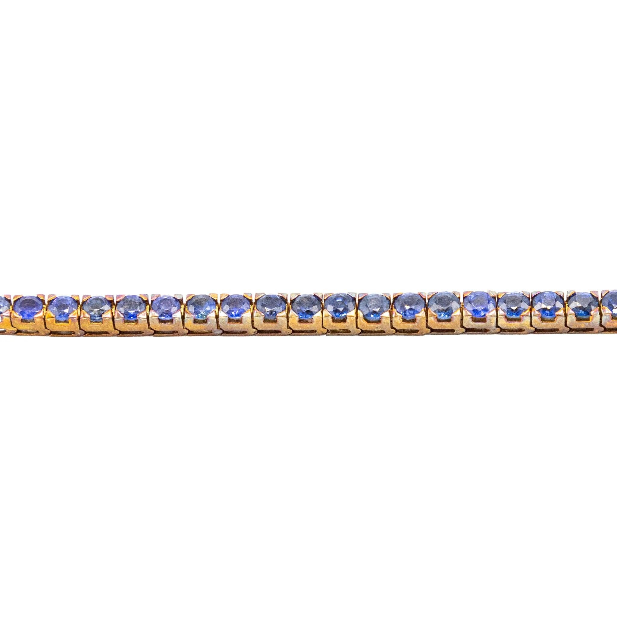 Bracelet de lignes de saphirs en or jaune 18K - années 80 Pour femmes en vente