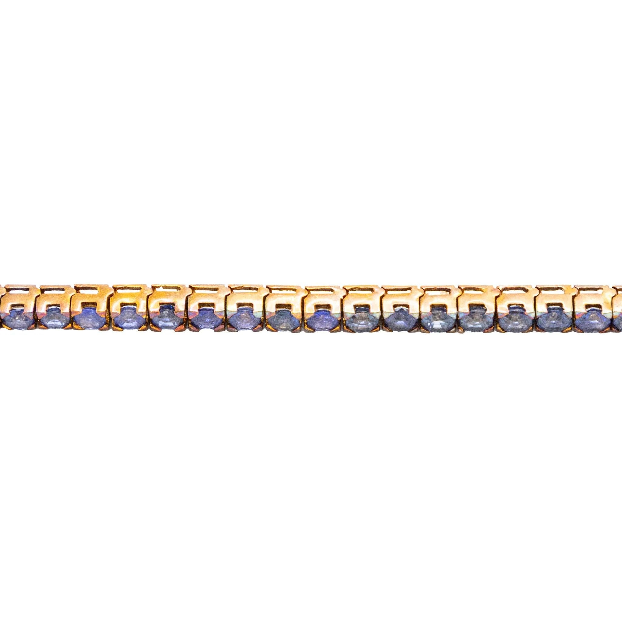 Bracelet de lignes de saphirs en or jaune 18K - années 80 en vente 2