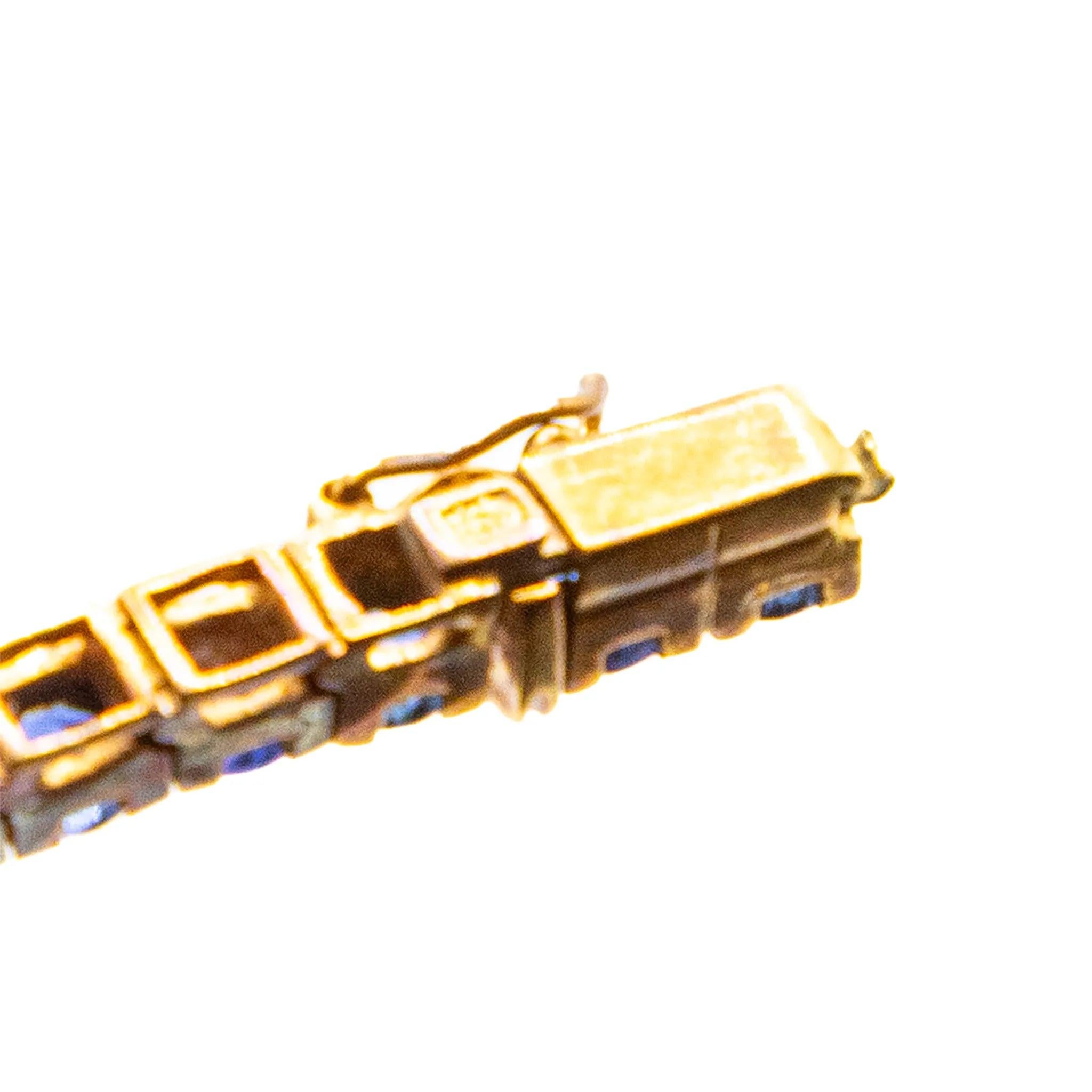 Bracelet de lignes de saphirs en or jaune 18K - années 80 en vente 4