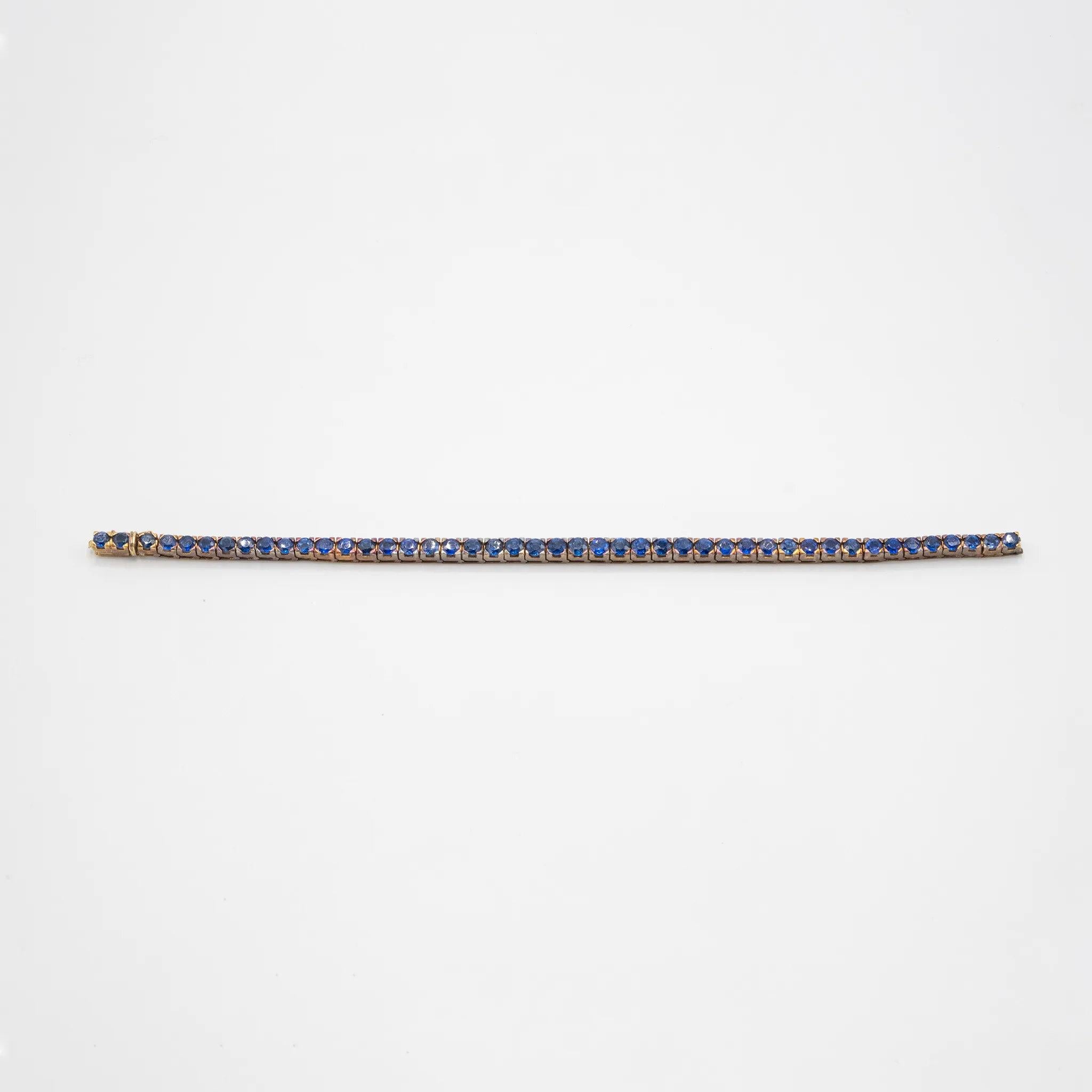 Pulsera Línea Zafiro en Oro Amarillo de 18K - Años 80 en venta 5