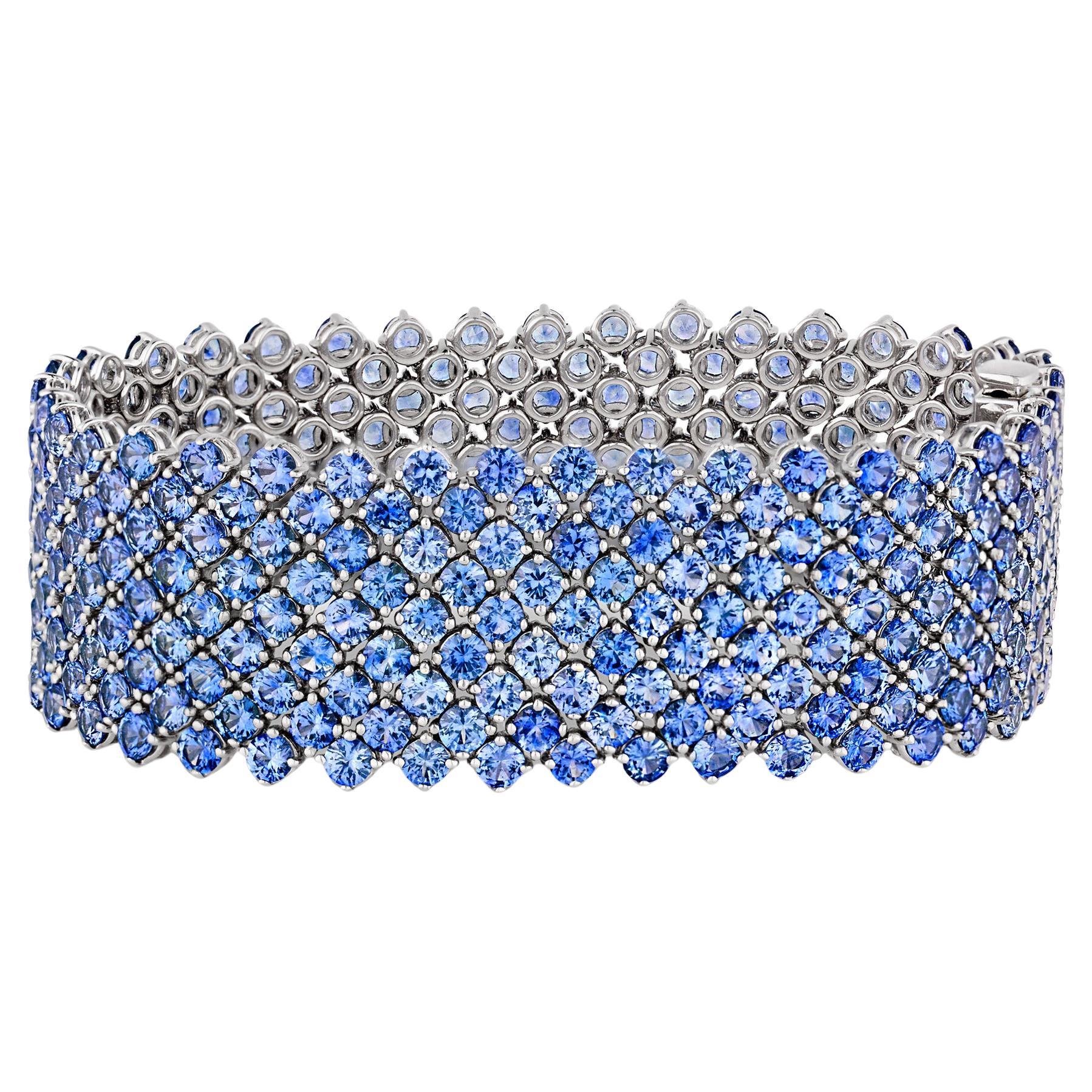 Pulsera de malla de zafiro, 44,60 quilates en venta