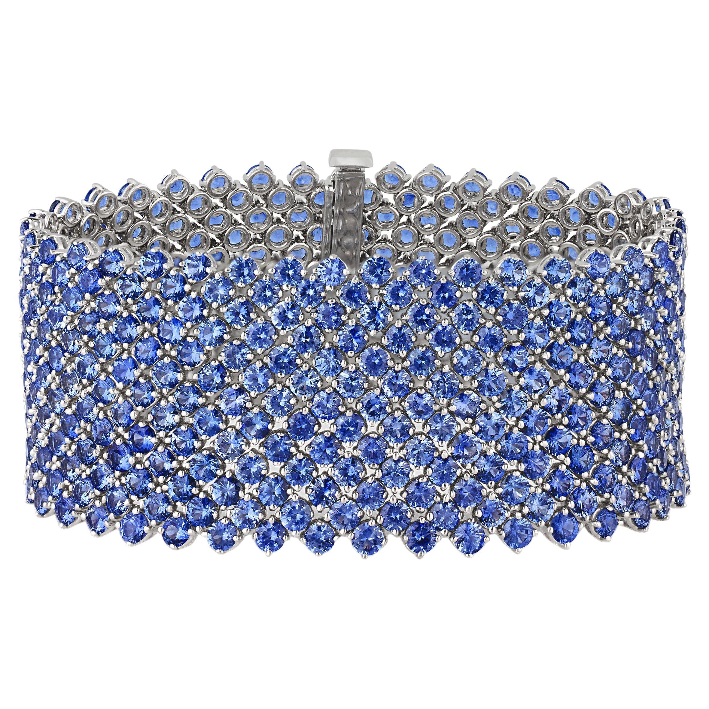 Sapphire Mesh Bracelet, 62.73 Carats For Sale