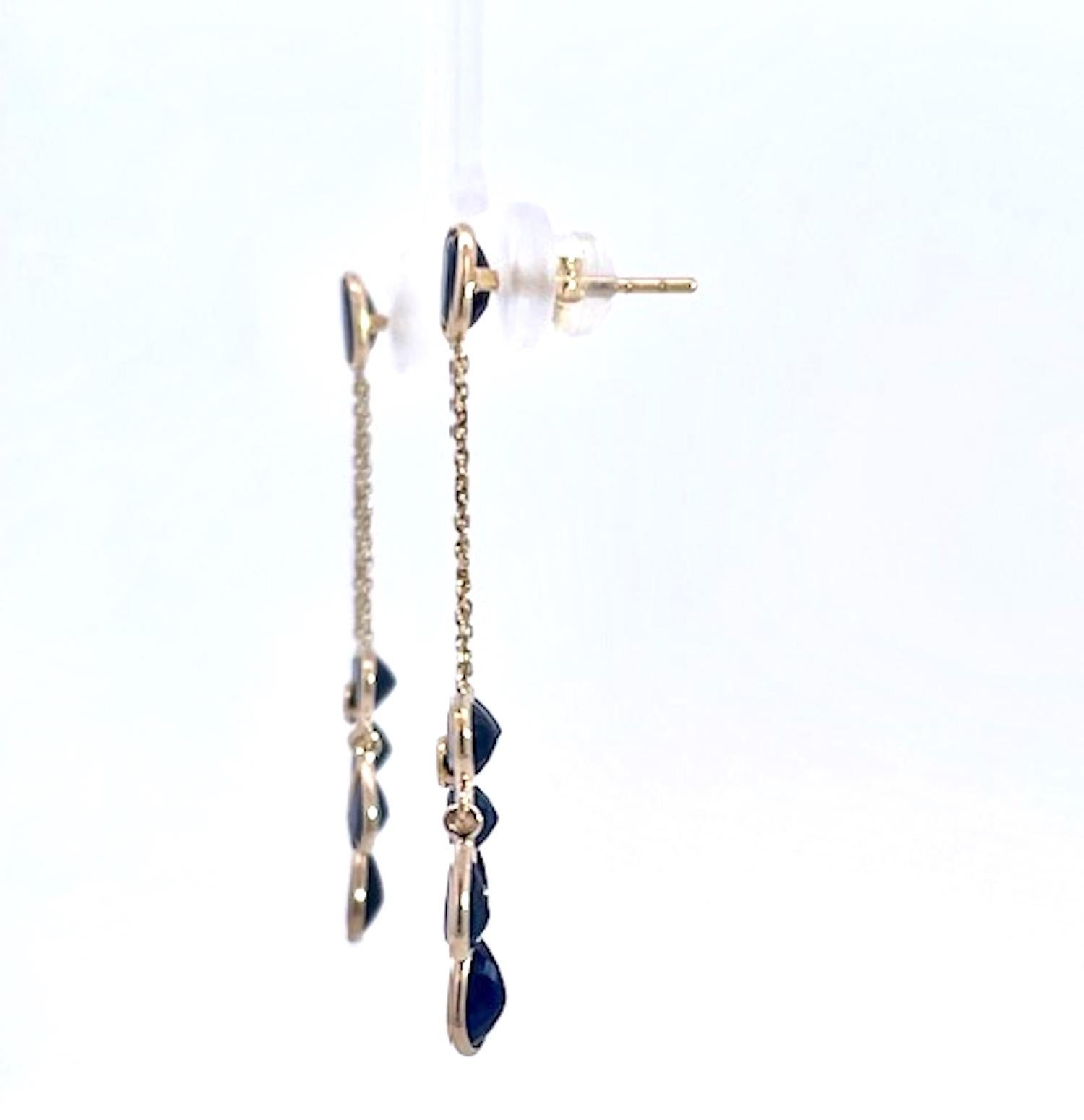 Boucles d'oreilles saphir mini chandelier avec diamants 18K Excellent état - En vente à North Hollywood, CA