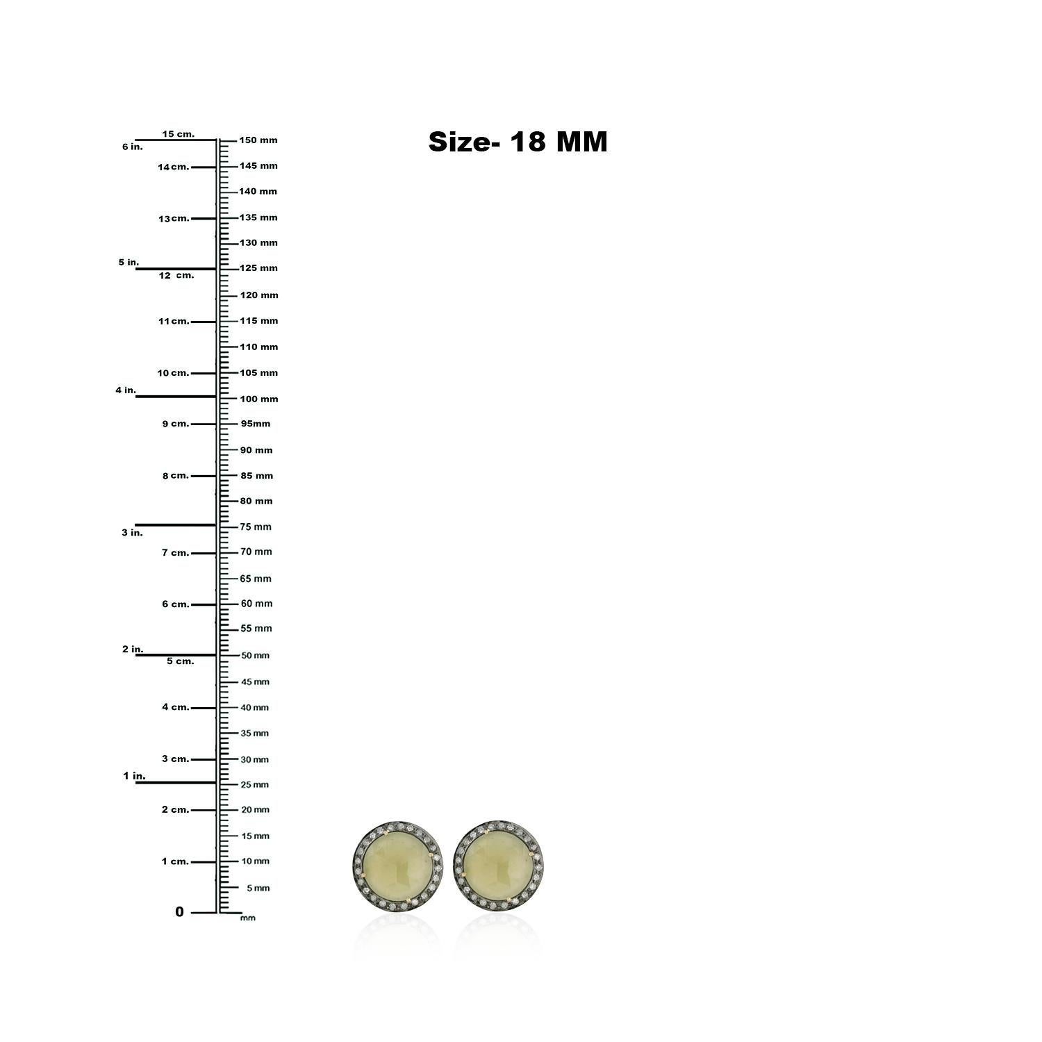 Taille mixte Boucles d'oreilles minimales en saphir avec diamants en or jaune 18k en vente