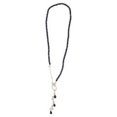 Sapphire, Mystic Coated Moonstone, 14K Gold Filled Paperclip Drop Necklace 17”