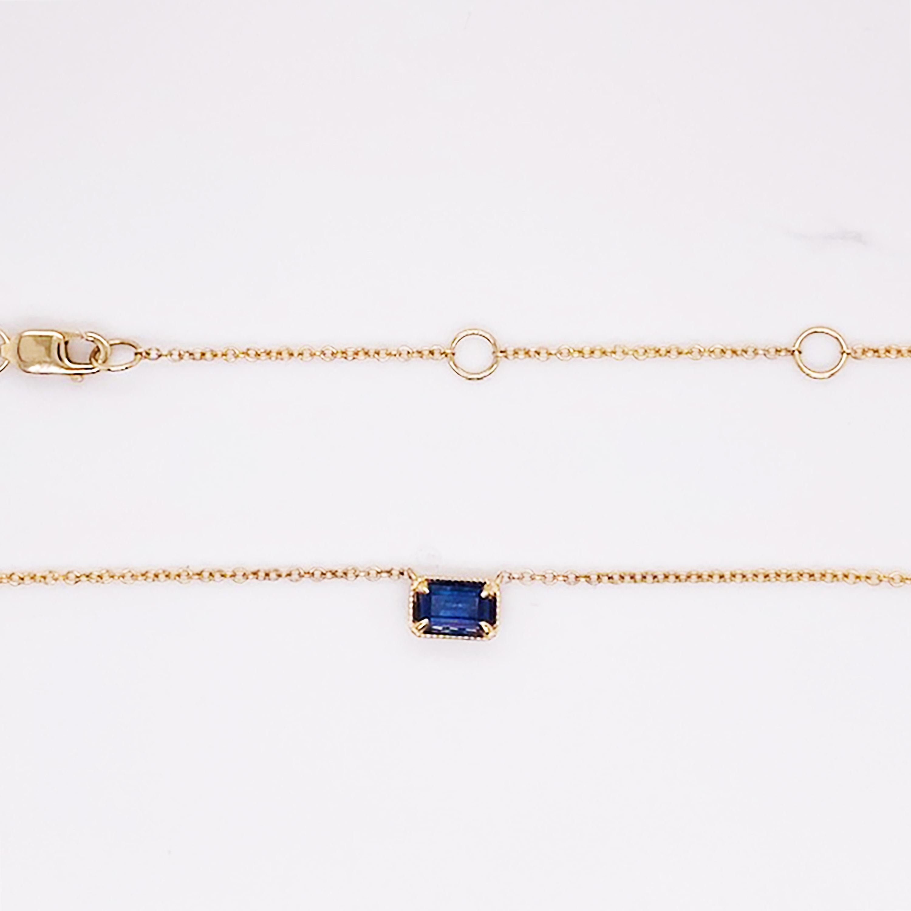 This sapphire is set east to west to have an interesting and trendy look. If you want to embrace the 2022 design, you won’t be disappointed. Handcrafted with fine 14 karat yellow gold the detaIls of this pendant is really gorgeous!
Material: 14K