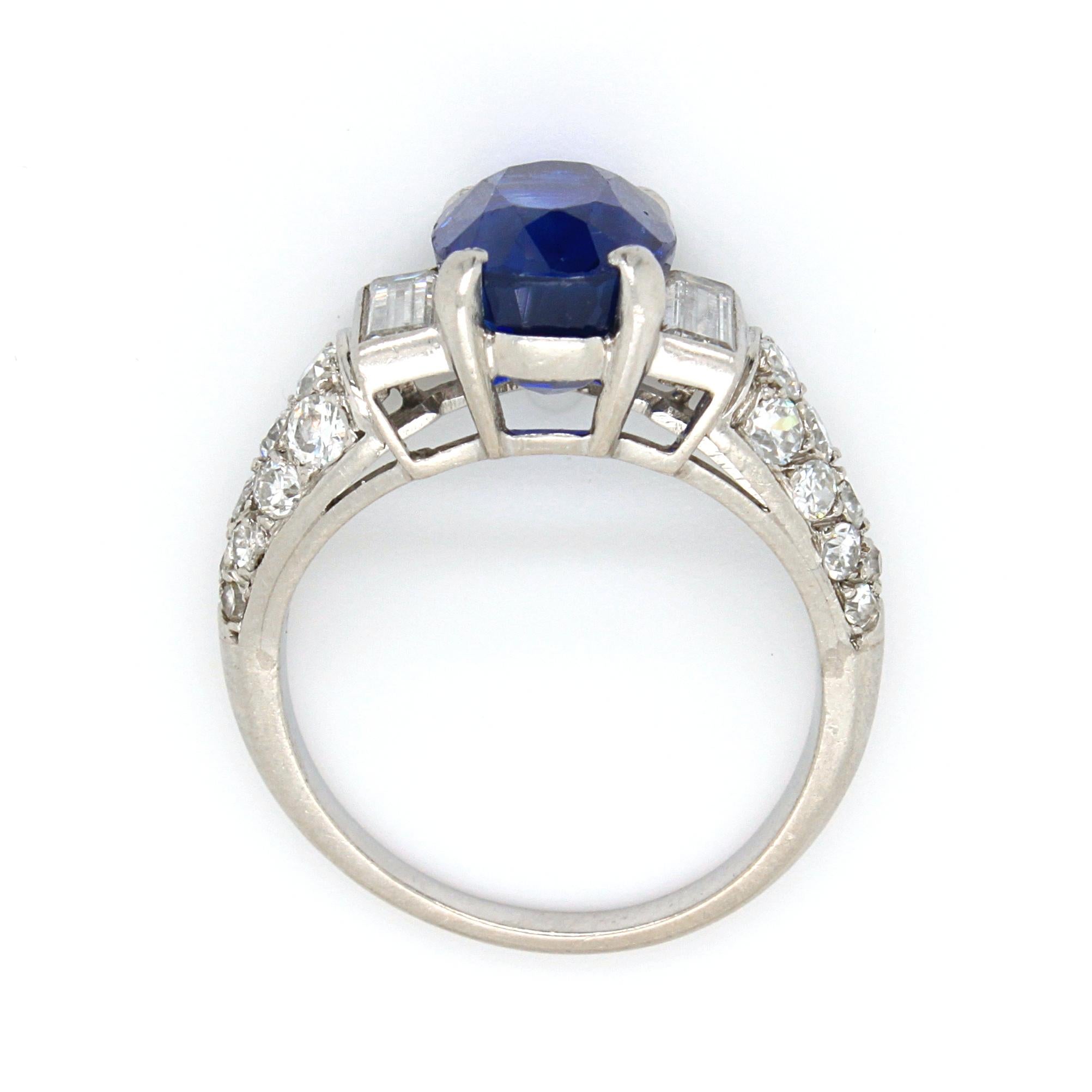 Sapphire 'No Heat' and Diamond Art Deco Ring, France, circa 1920s 6