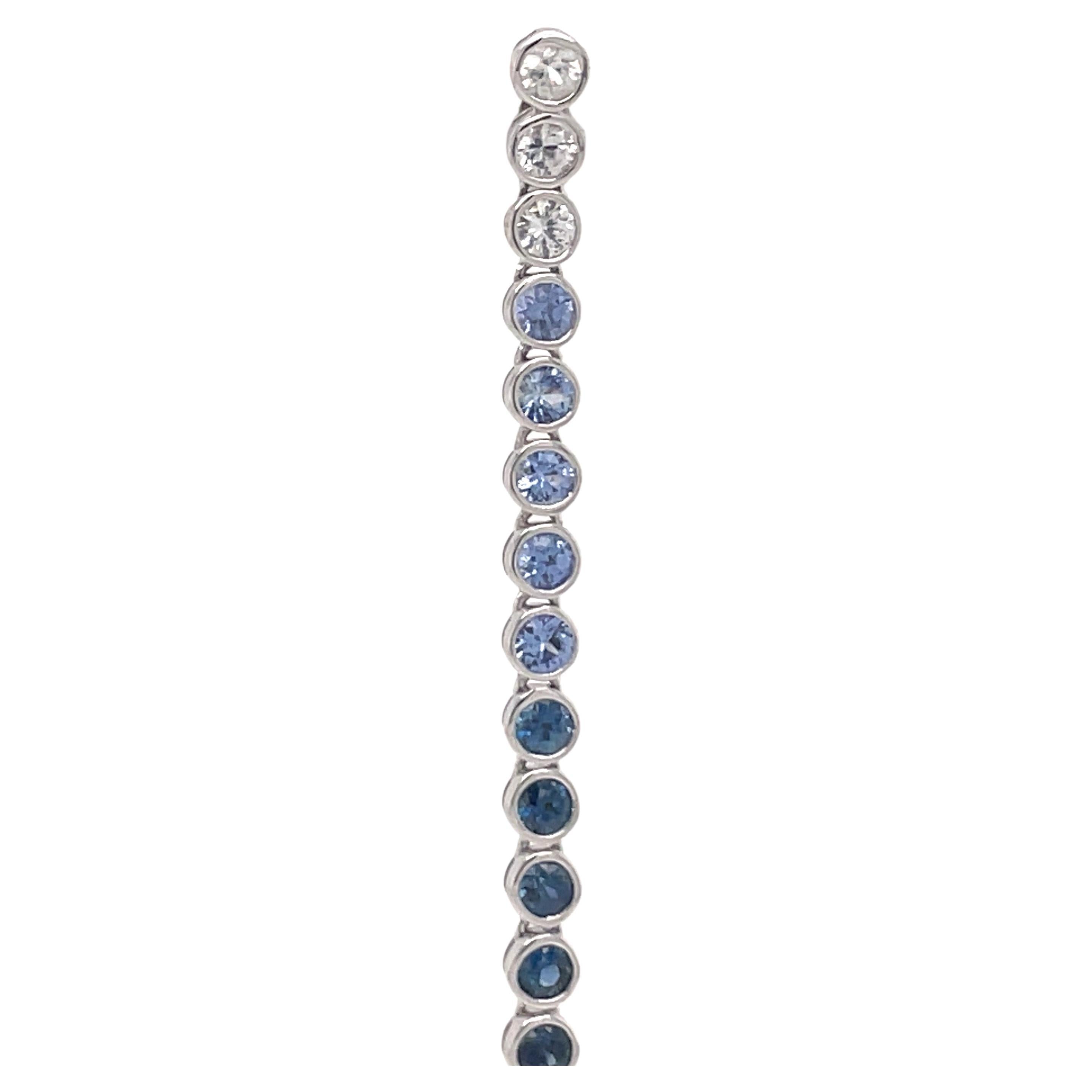 Taille ronde Pendants d'oreilles Ombres de saphir et perles des mers du Sud 2.24 CTS 13-14 MM Or blanc 18KT en vente