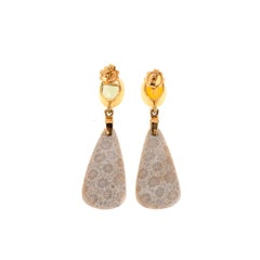 Sapphire Opal Coral 18 Karat Gold Earring