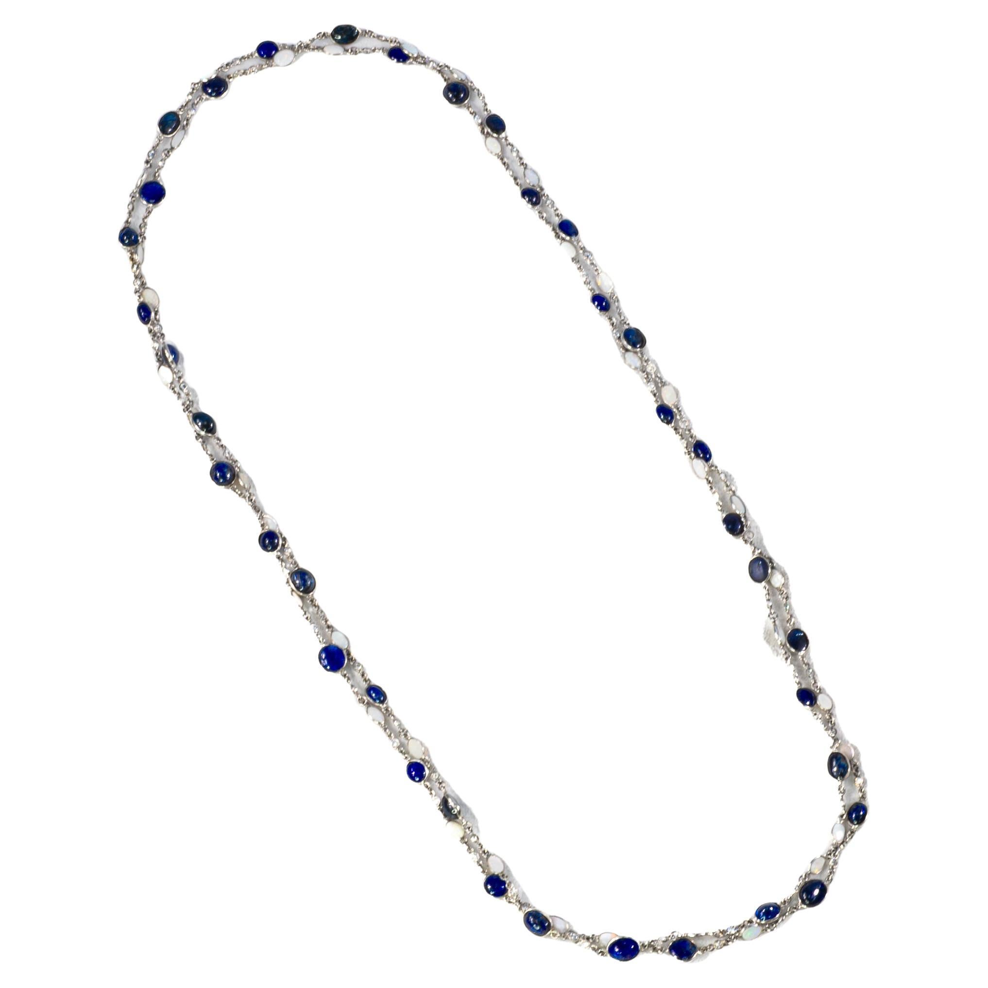 Collier de saphir et d'opale avec diamants à l'unité en vente