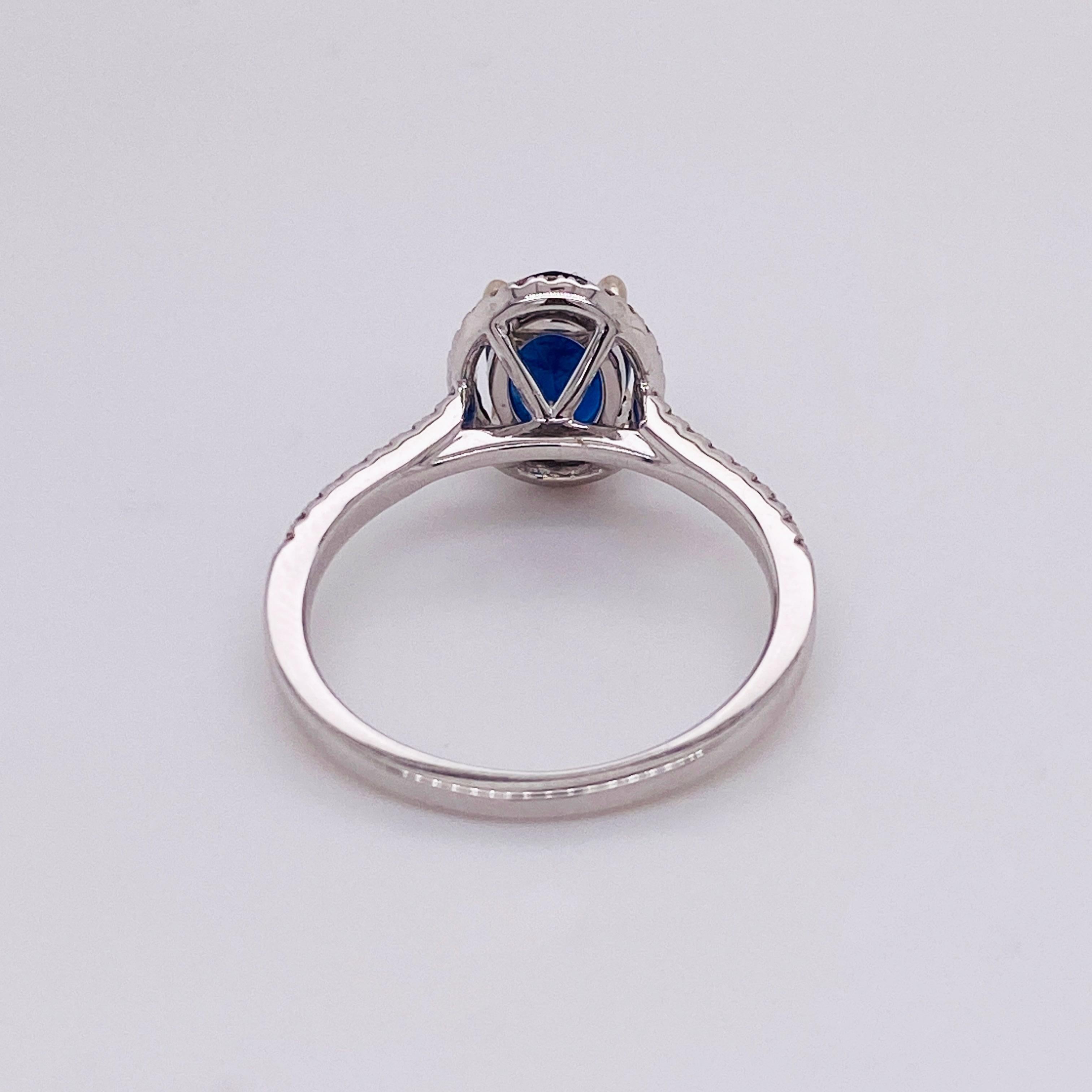 For Sale:  Sapphire Open Halo Ring, 2 Carats with Diamonds in 14KWG, Engagement Stacking LV 4
