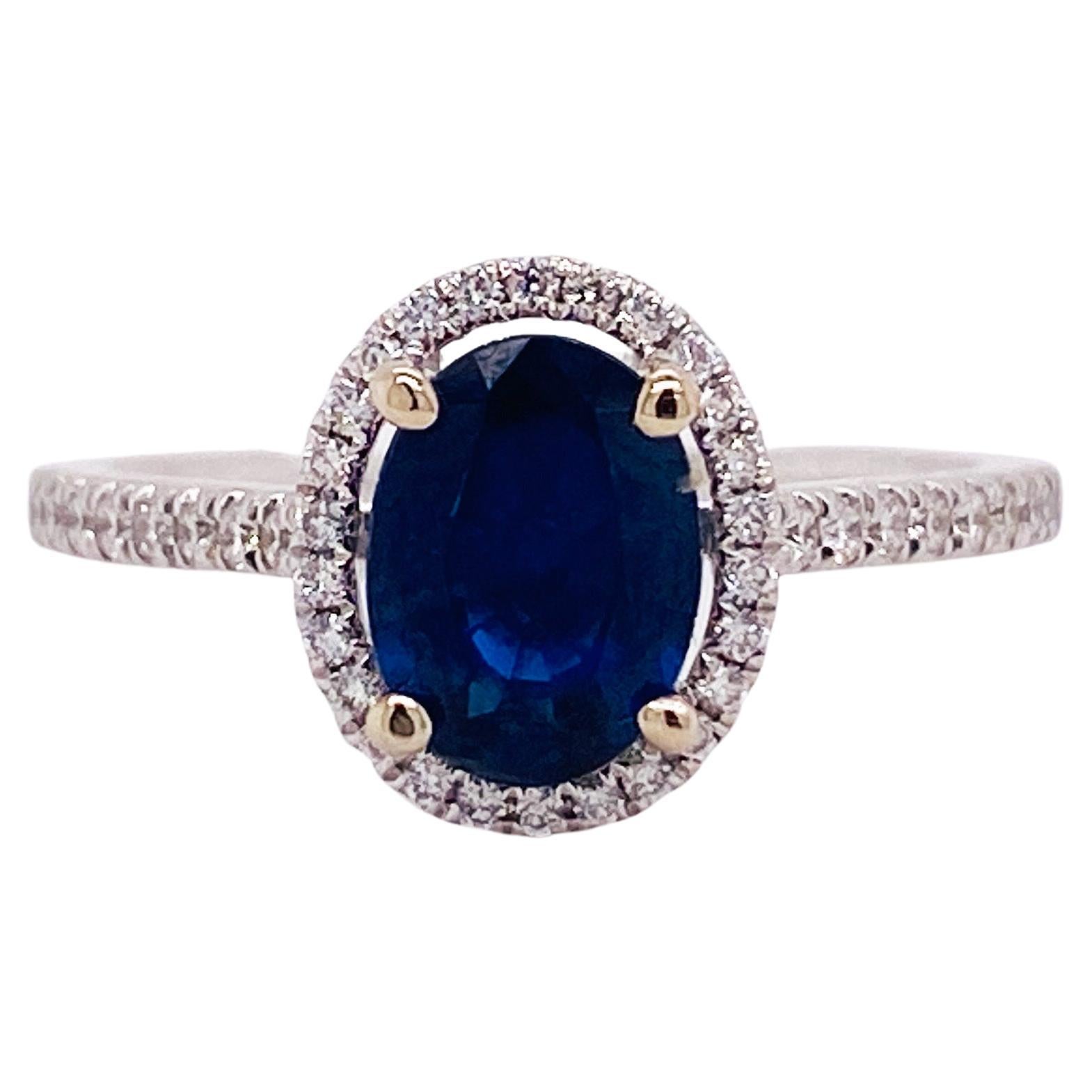 For Sale:  Sapphire Open Halo Ring, 2 Carats with Diamonds in 14KWG, Engagement Stacking LV