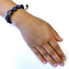 Sapphire Pavé & Blue Bead Macramé Cord Bracelet
