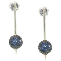 Saphir-Pavé-Diamant-Kugel-Ohrring aus Gold