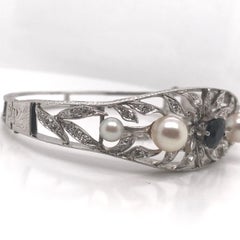 Sapphire and Pearl Bangle Bracelet