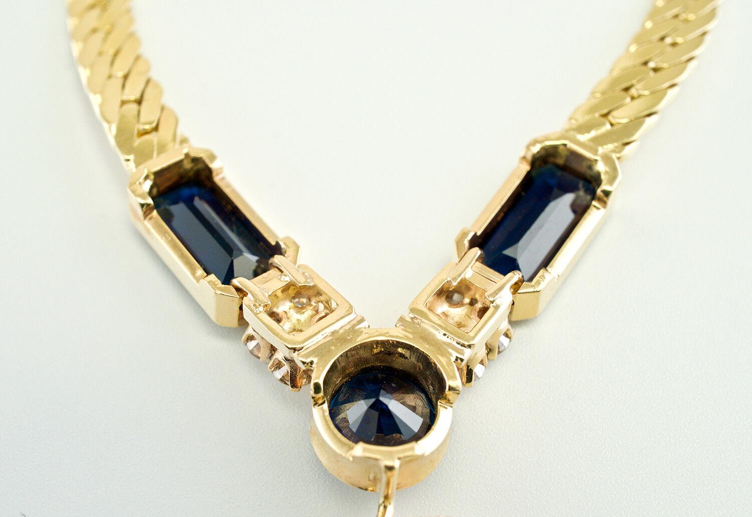 Sapphire Pearl Diamond Necklace 14K Gold by Uno A Erre Italian For Sale 6