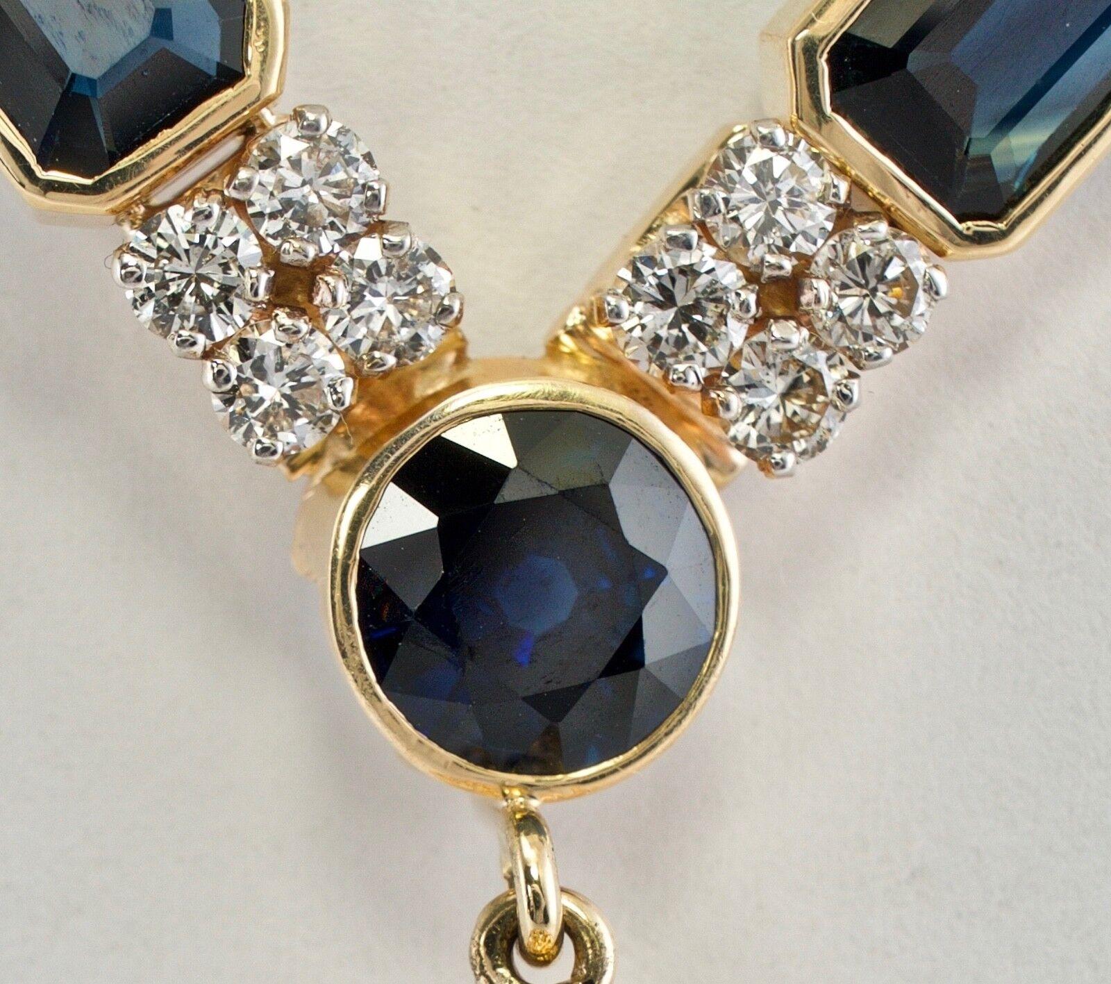 Sapphire Pearl Diamond Necklace 14K Gold by Uno A Erre Italian 1