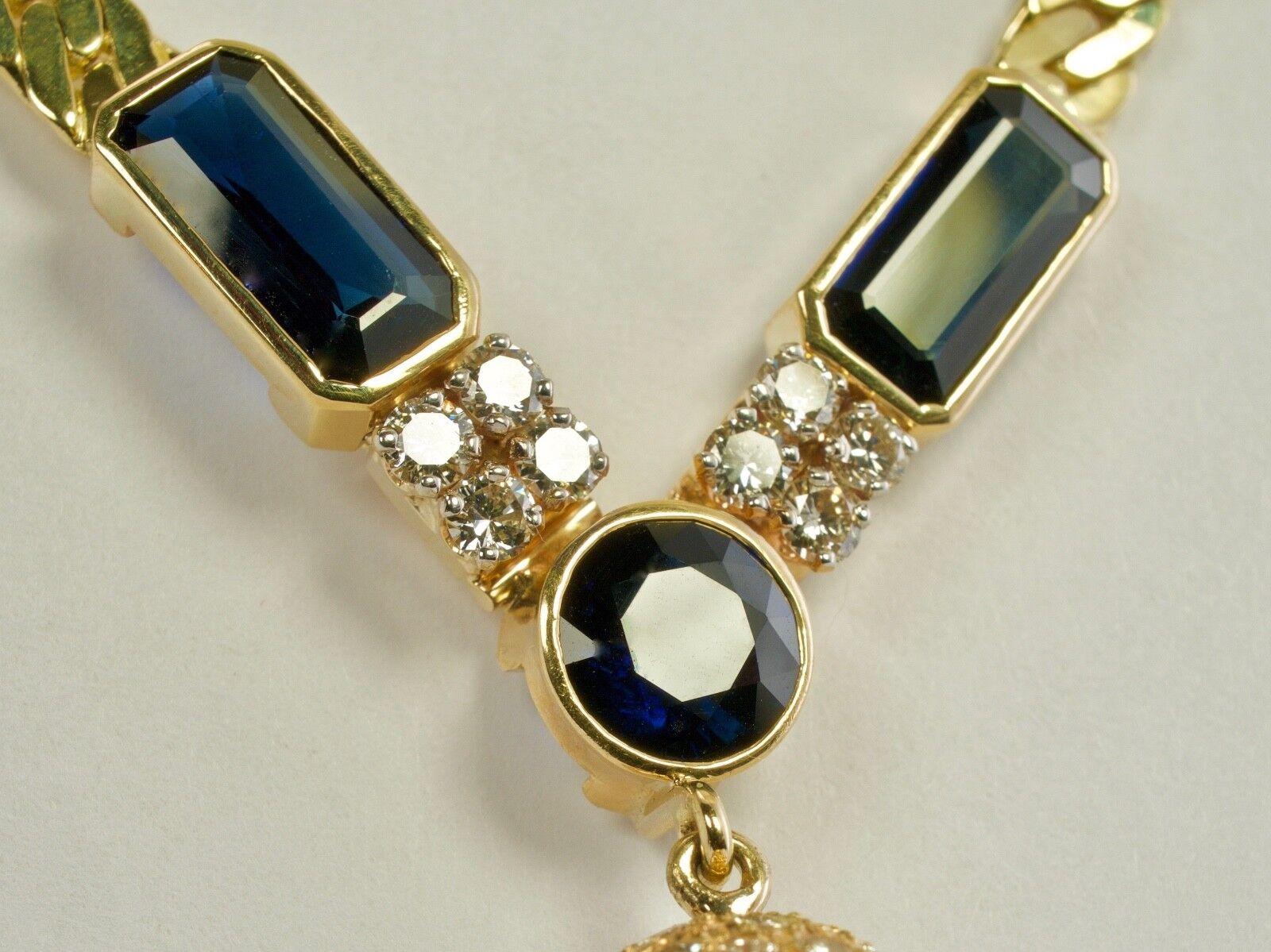 Collier saphir, perle et diamant en or 14K par Uno A Erre Italian en vente 3