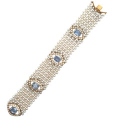 Sapphire & Pearl Mesh Bracelet