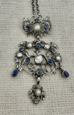 Sapphire Pearl Necklace Bird Horse Deer Austro-Hungarian Renaissance Revival