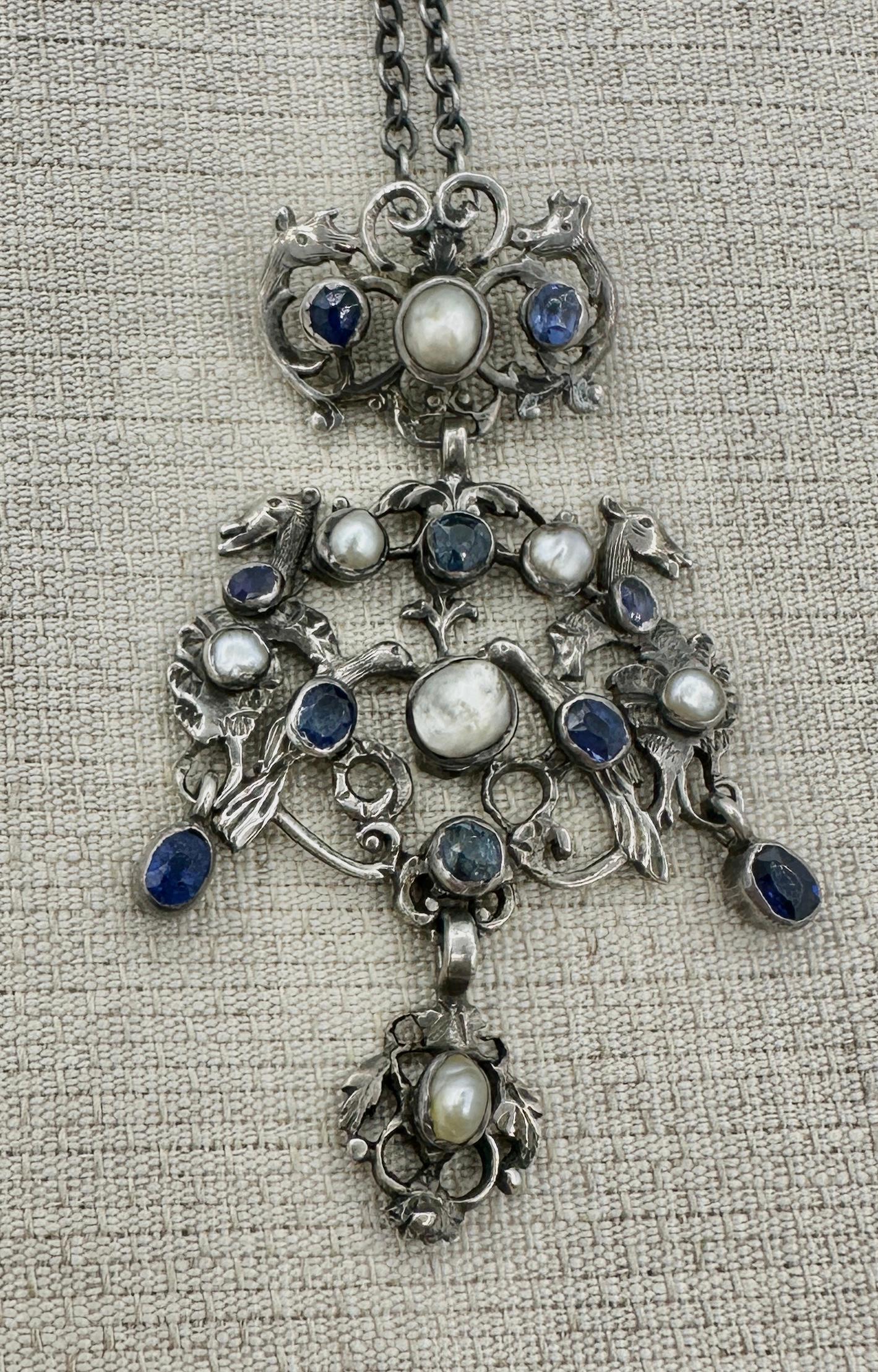 sapphire and pearl necklace