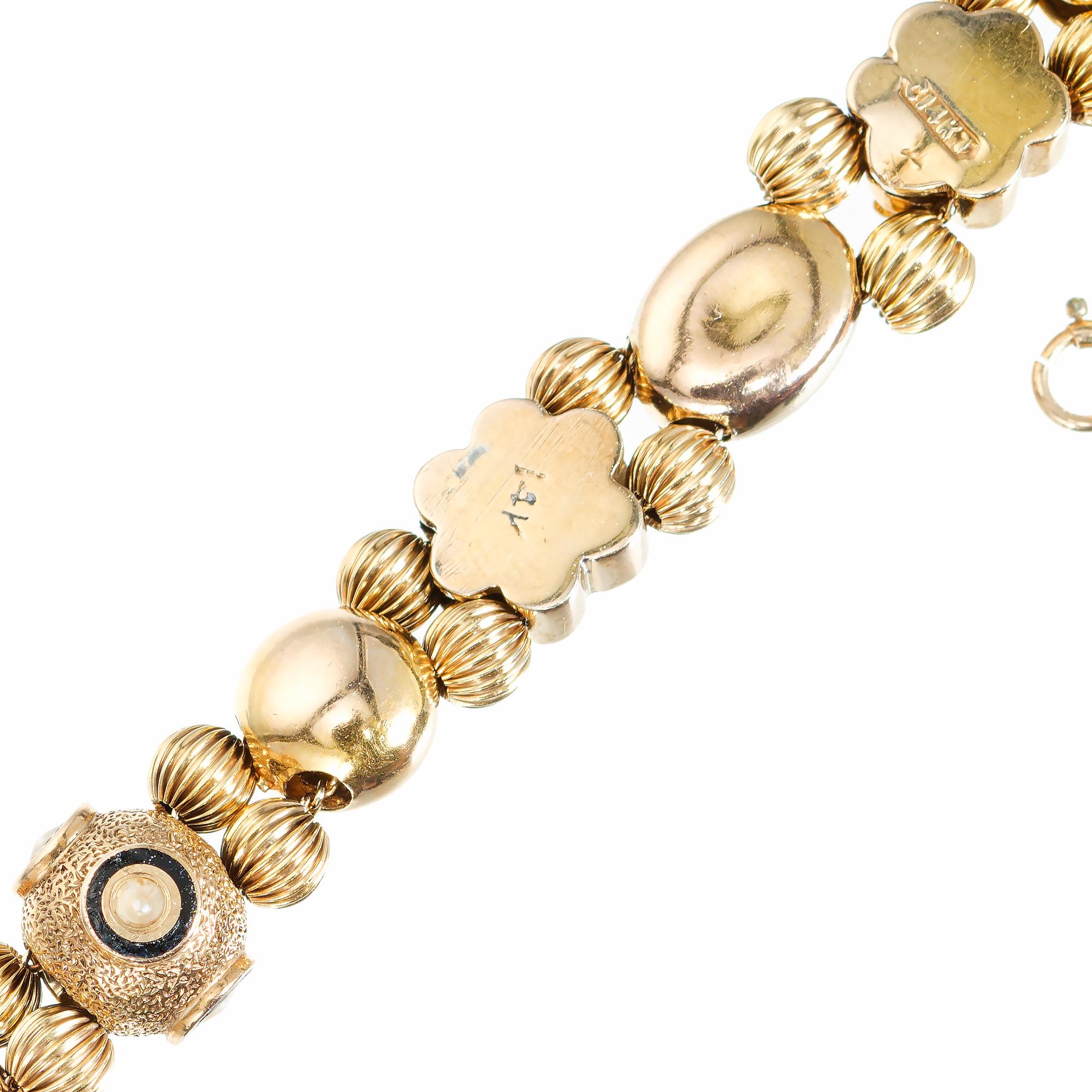 Bracelet coulissant en or avec saphir, perle, turquoise et diamants en vente 2