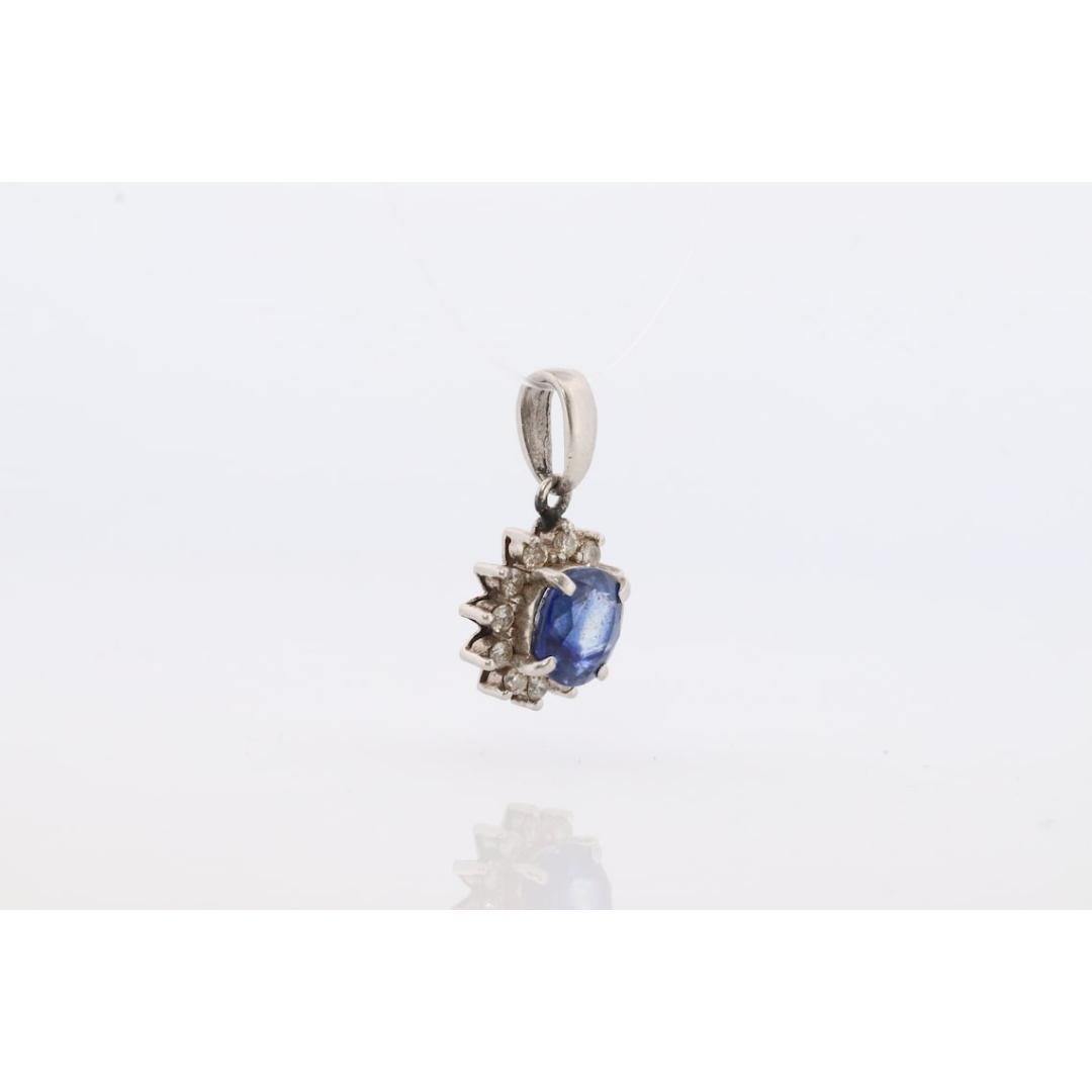 Sapphire Pendant. Genuine Sapphire and Diamond halo Platinum Pendant. PT900 Plat 2