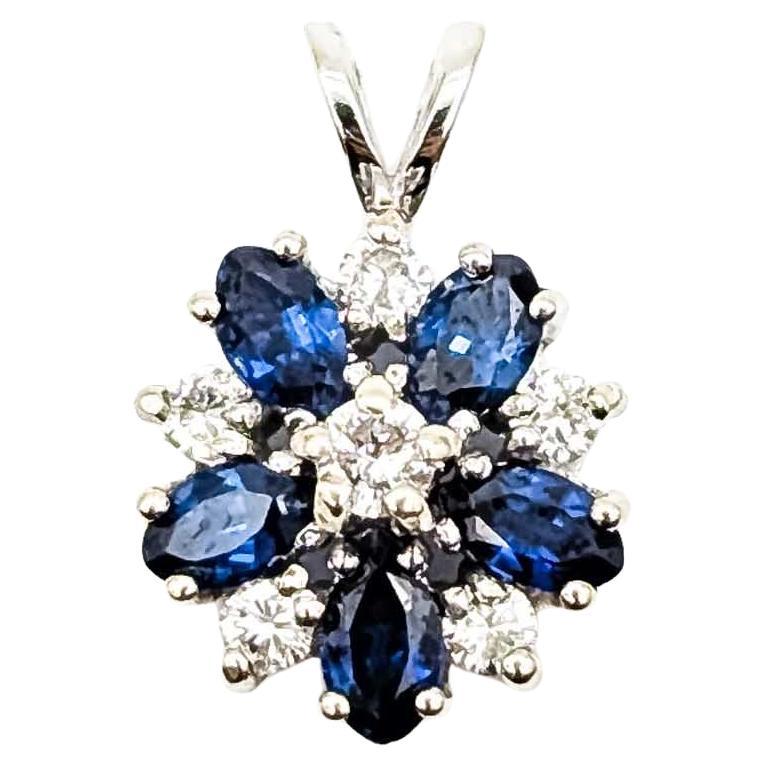 Pendentif saphir en or blanc 14k