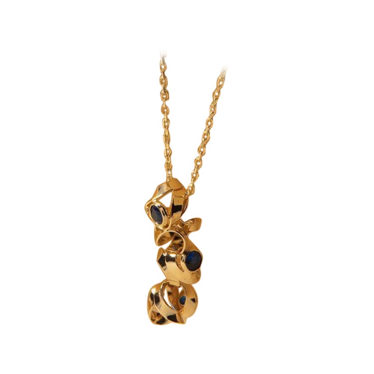 Collar Colgante Zafiro 14" en Oro Amarillo Macizo de 14K