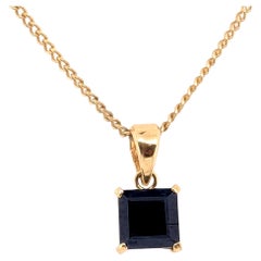 Sapphire Pendant Necklace .75ct 14K Yellow Gold September Birthstone Brand New