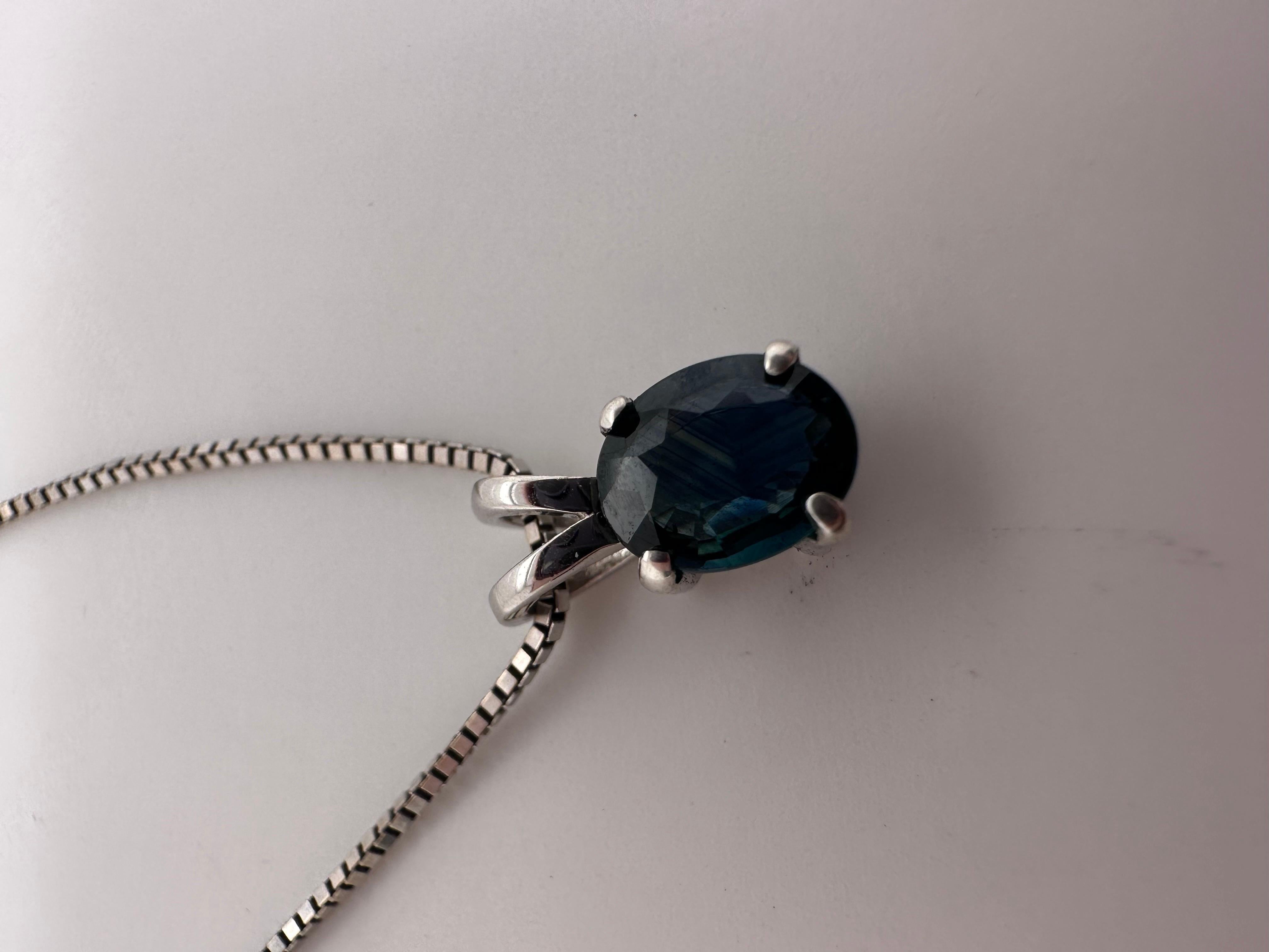 Oval Cut Sapphire pendant necklace 925 silver chain 18