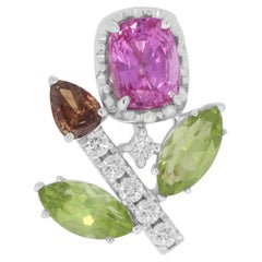 Colgante Flor de zafiro, peridoto y granate