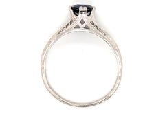 Sapphire Platinum Art Deco Solitaire Engagement Ring 1930's Antique .80ct