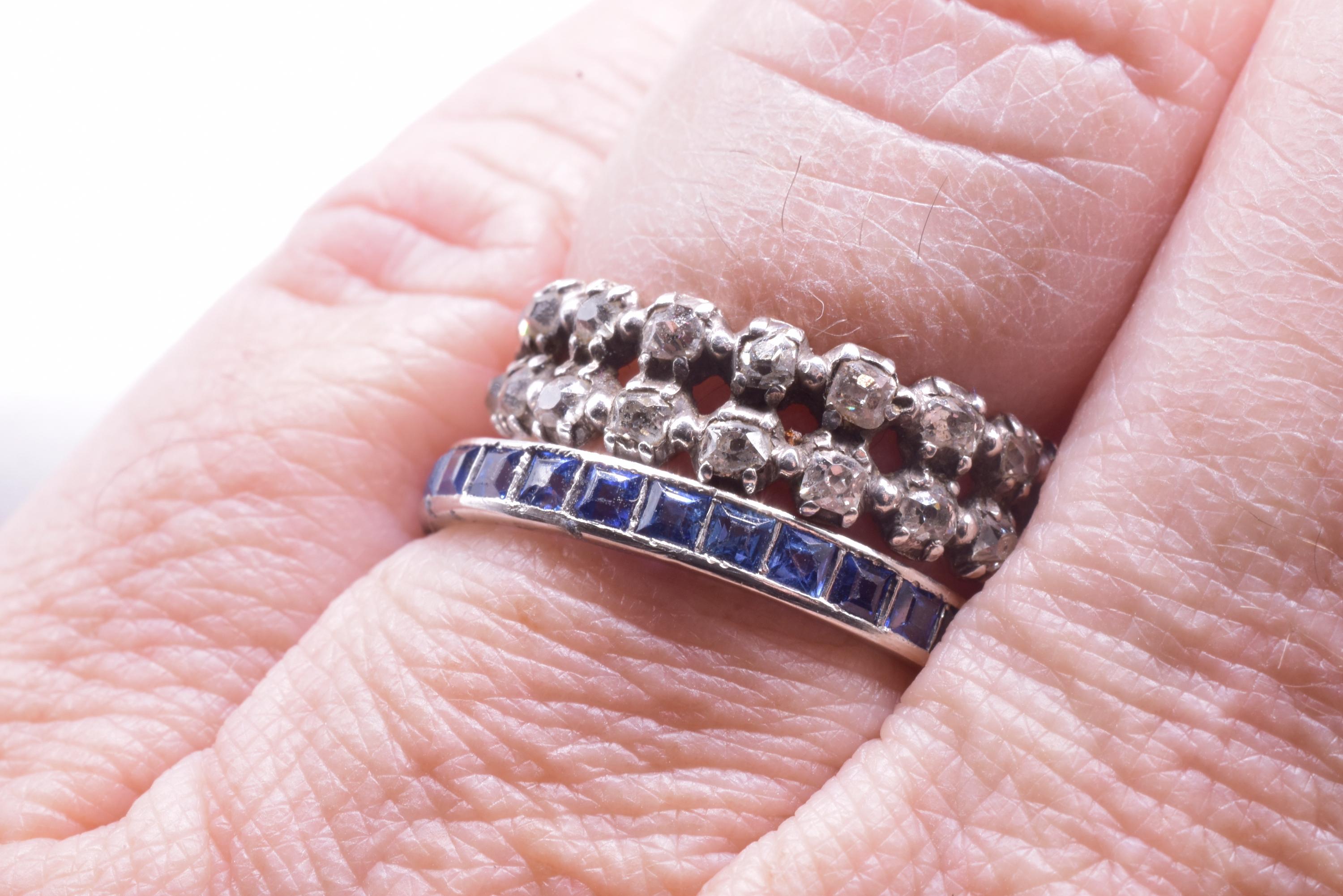 Women's or Men's Art Deco Sapphire Eternity Band in Platinum, circa 1930