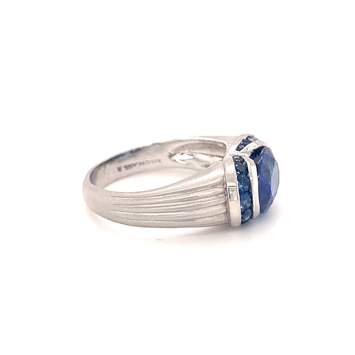Oval Cut Sapphire Platinum Ring, circa 1990s For Sale