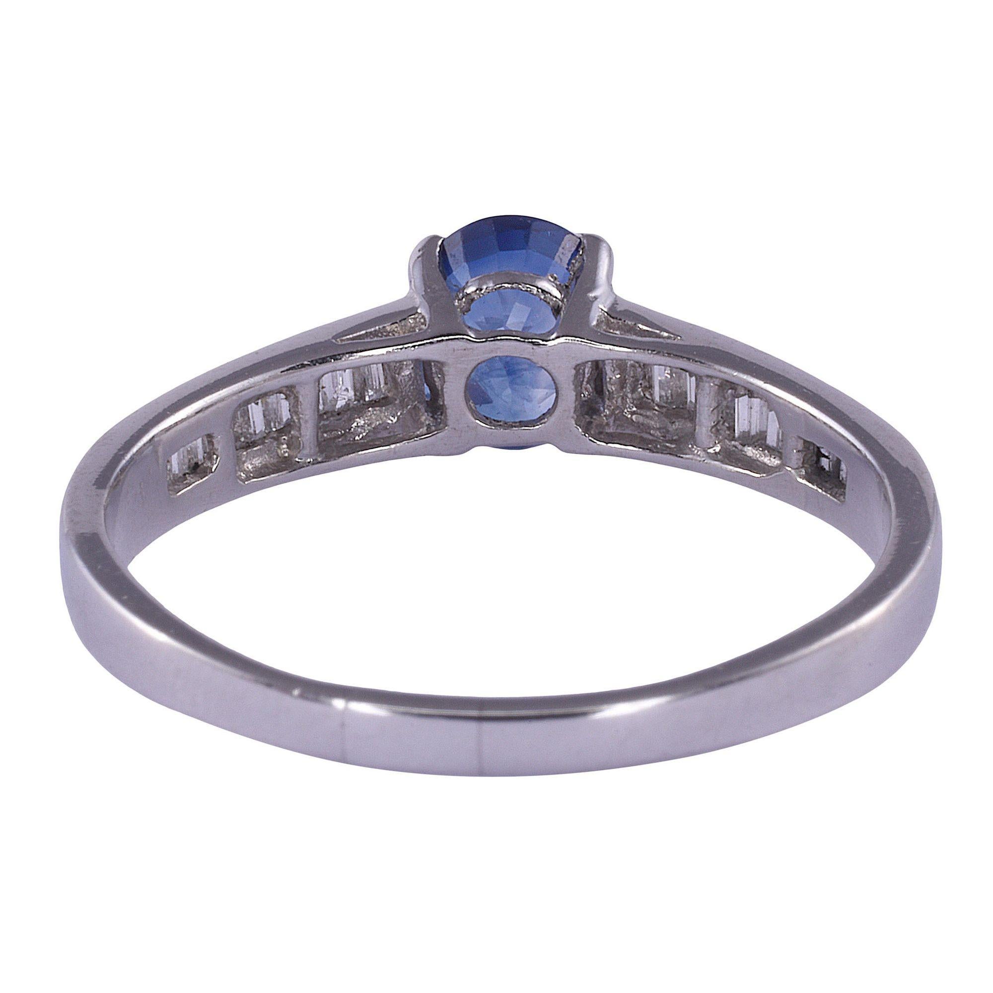 Oval Cut Sapphire Platinum Ring For Sale
