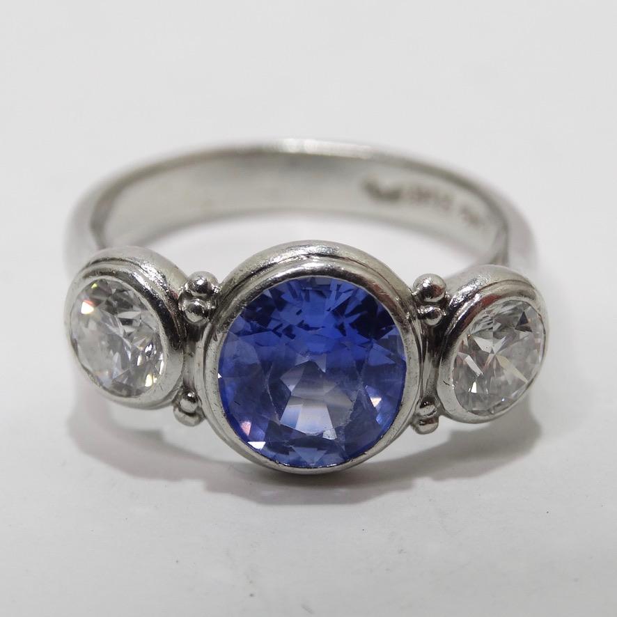 Sapphire Platinum Vintage Diamond Ring In Good Condition For Sale In Scottsdale, AZ