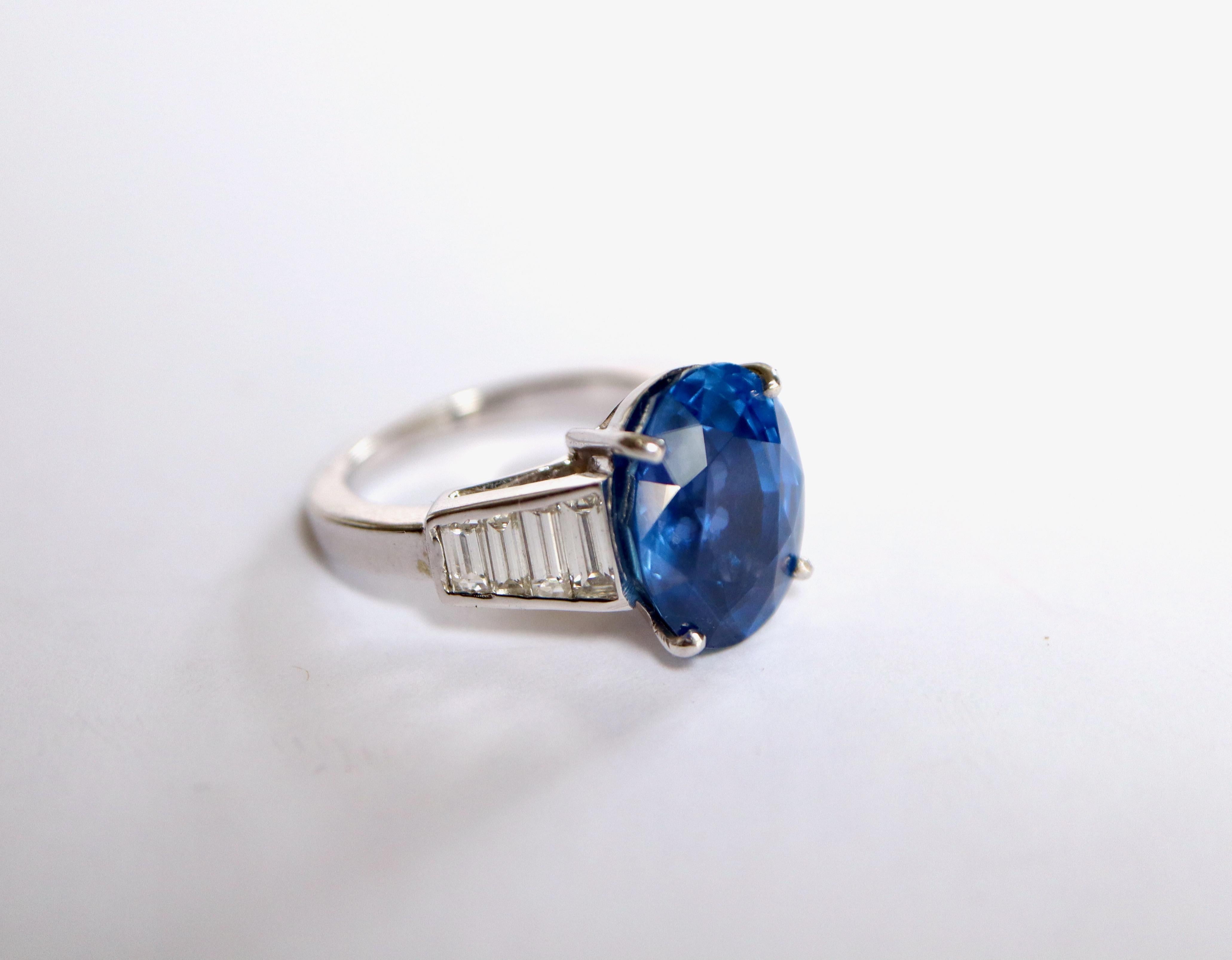 Sapphire Ring 10.83 Carats Burmese Non Heated and Diamonds Ring For Sale 4