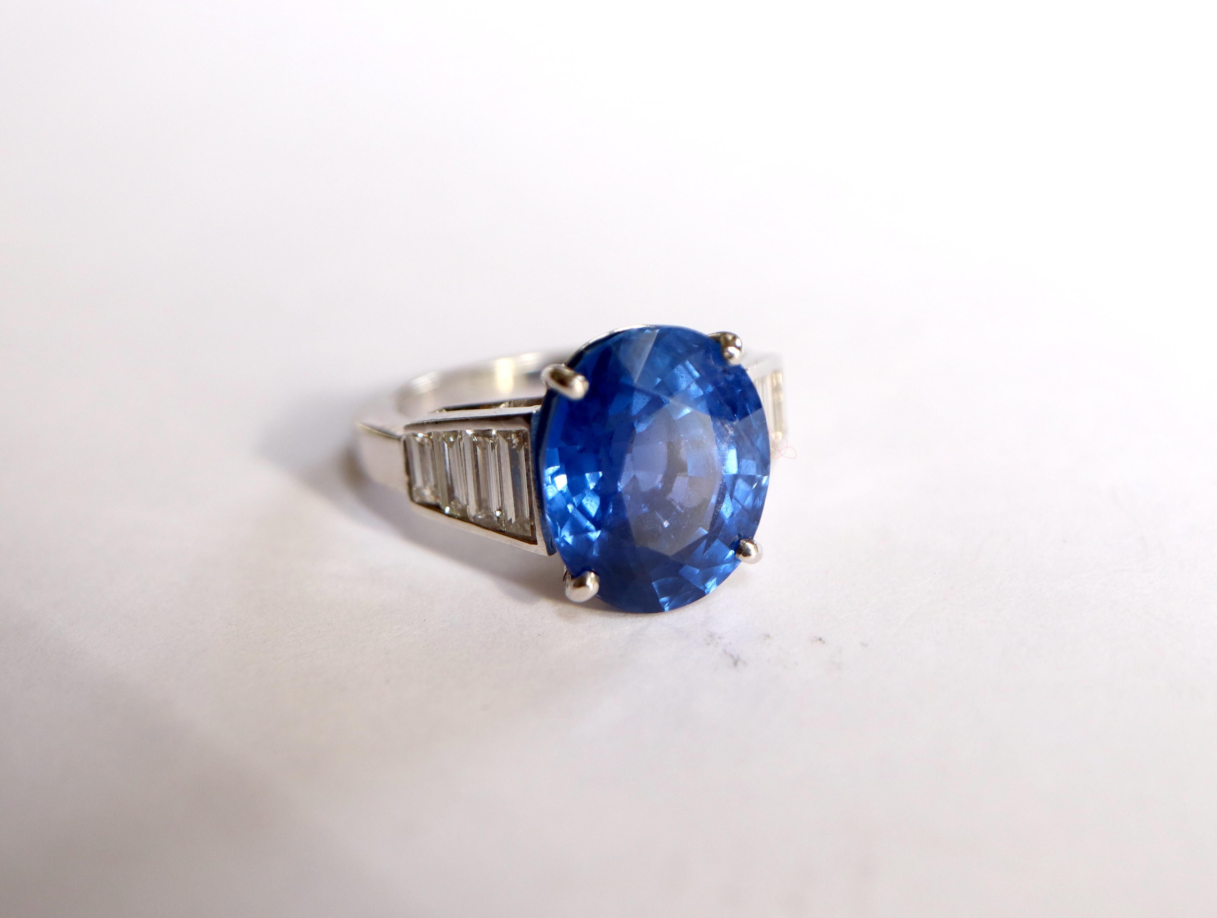 Sapphire Ring 10.83 Carats Burmese Non Heated and Diamonds Ring For Sale 2