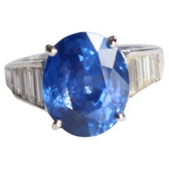 Sapphire Ring 10.83 Carats Burmese Non Heated and Diamonds Ring