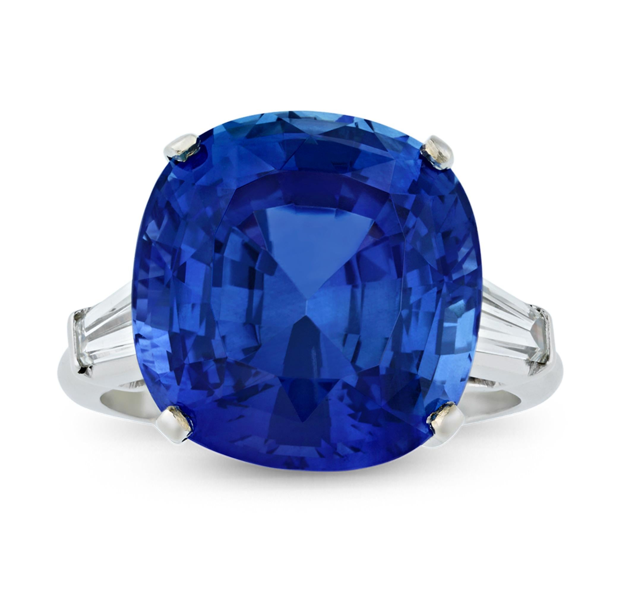 Cushion Cut Sapphire Ring, 16.55 Carats
