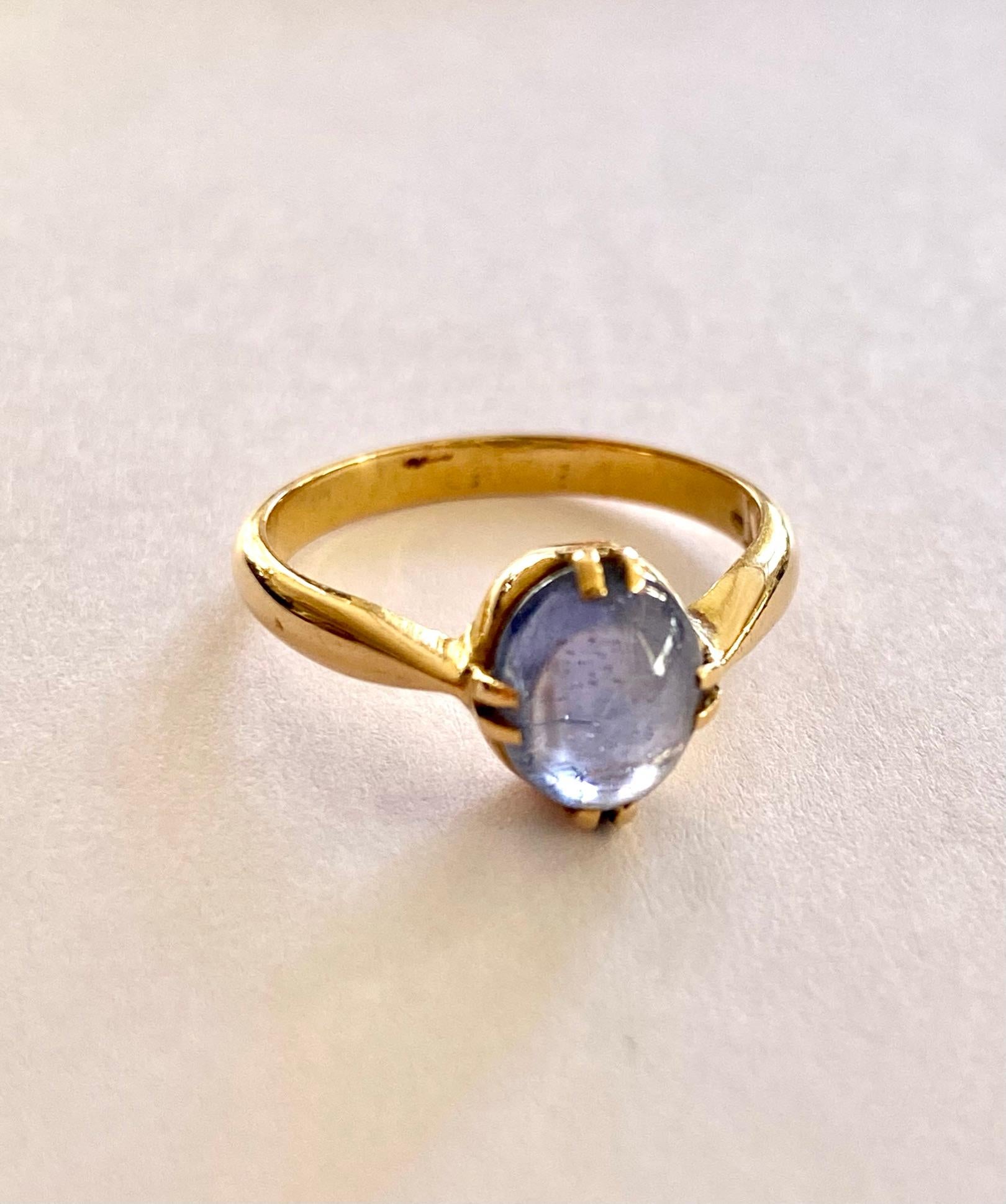 Sapphire Ring, 18 Karat Yellow Gold, the Netherlands, circa 1880 In Good Condition In Heerlen, NL