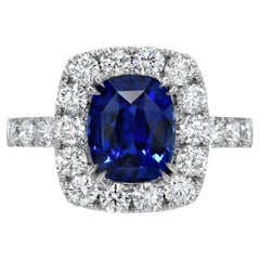 Sapphire Ring 2.71 Carat Cushion Engagement Ring