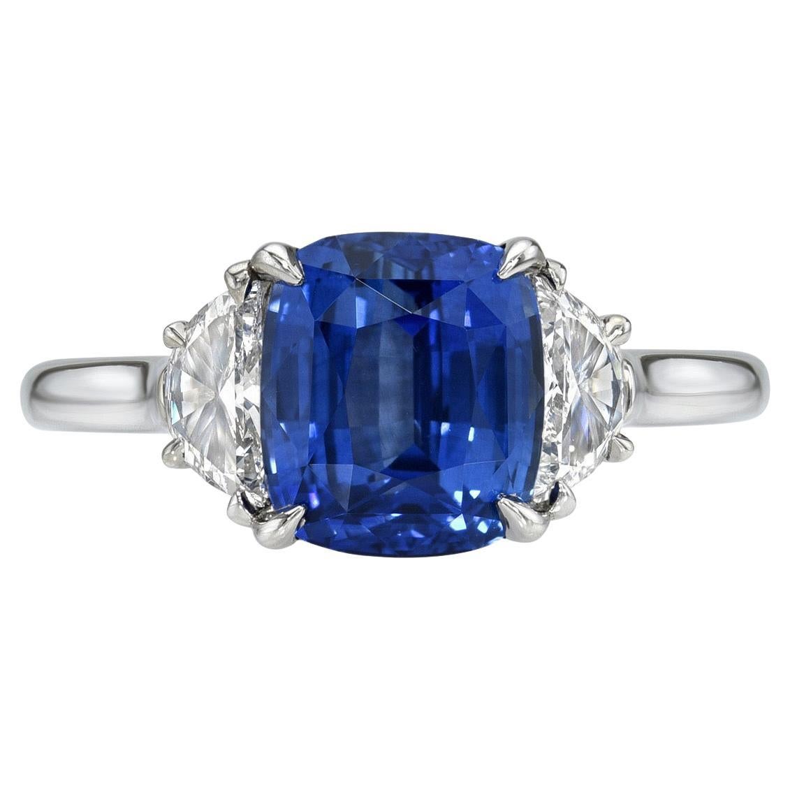 Sapphire Ring 3.06 Carat Cushion Sri Lanka For Sale