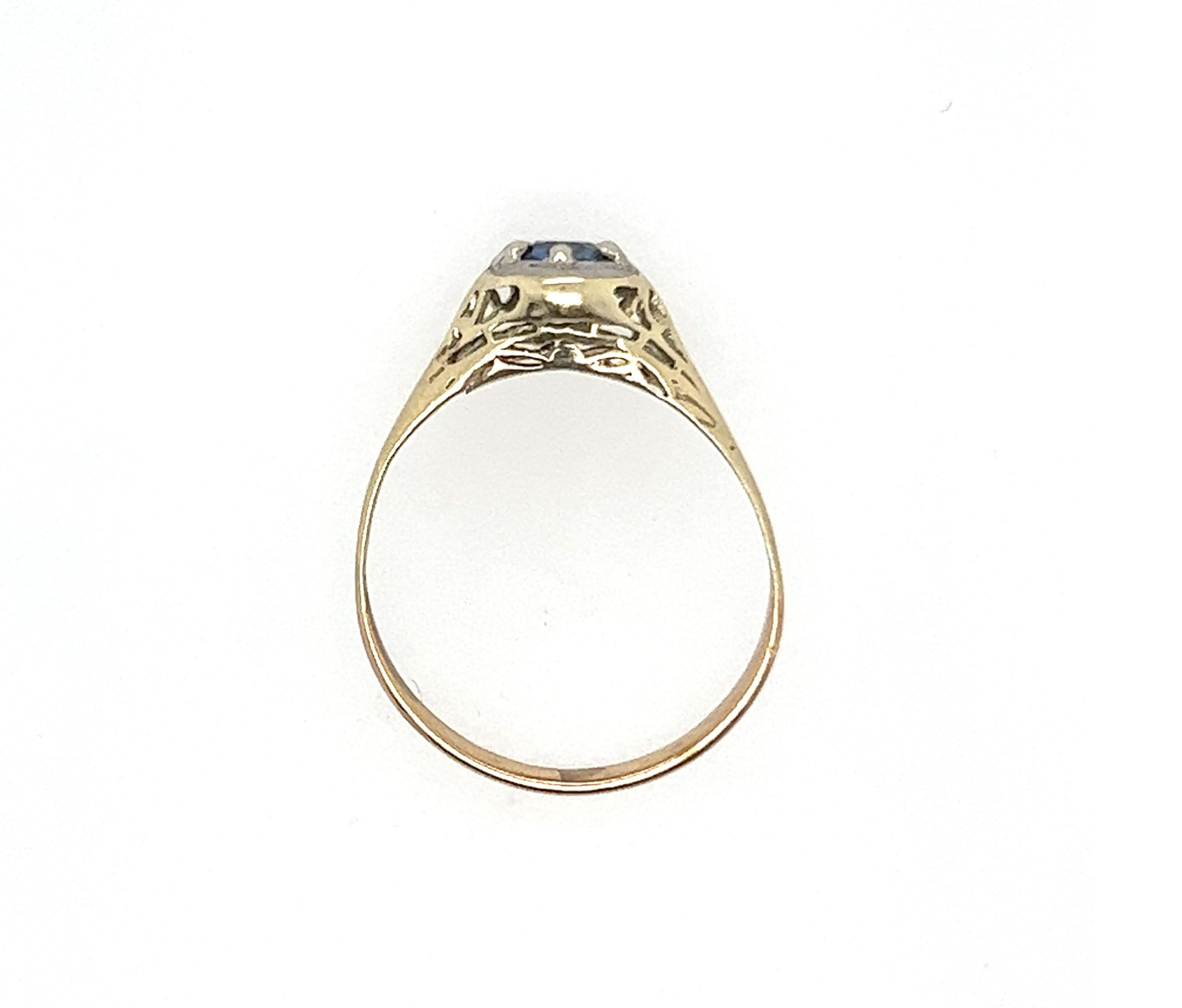 Sapphire Ring .53ct Art Deco Antique 14K


Featuring a Midnight Blue .53ct Genuine Natural Blue Round Sapphire Center

Rare Yellow Gold with White Gold Top 

100% Natural Sapphire

.53 Carat Sapphire Weight 

Solid 14K Yellow Gold/White Gold

Circa