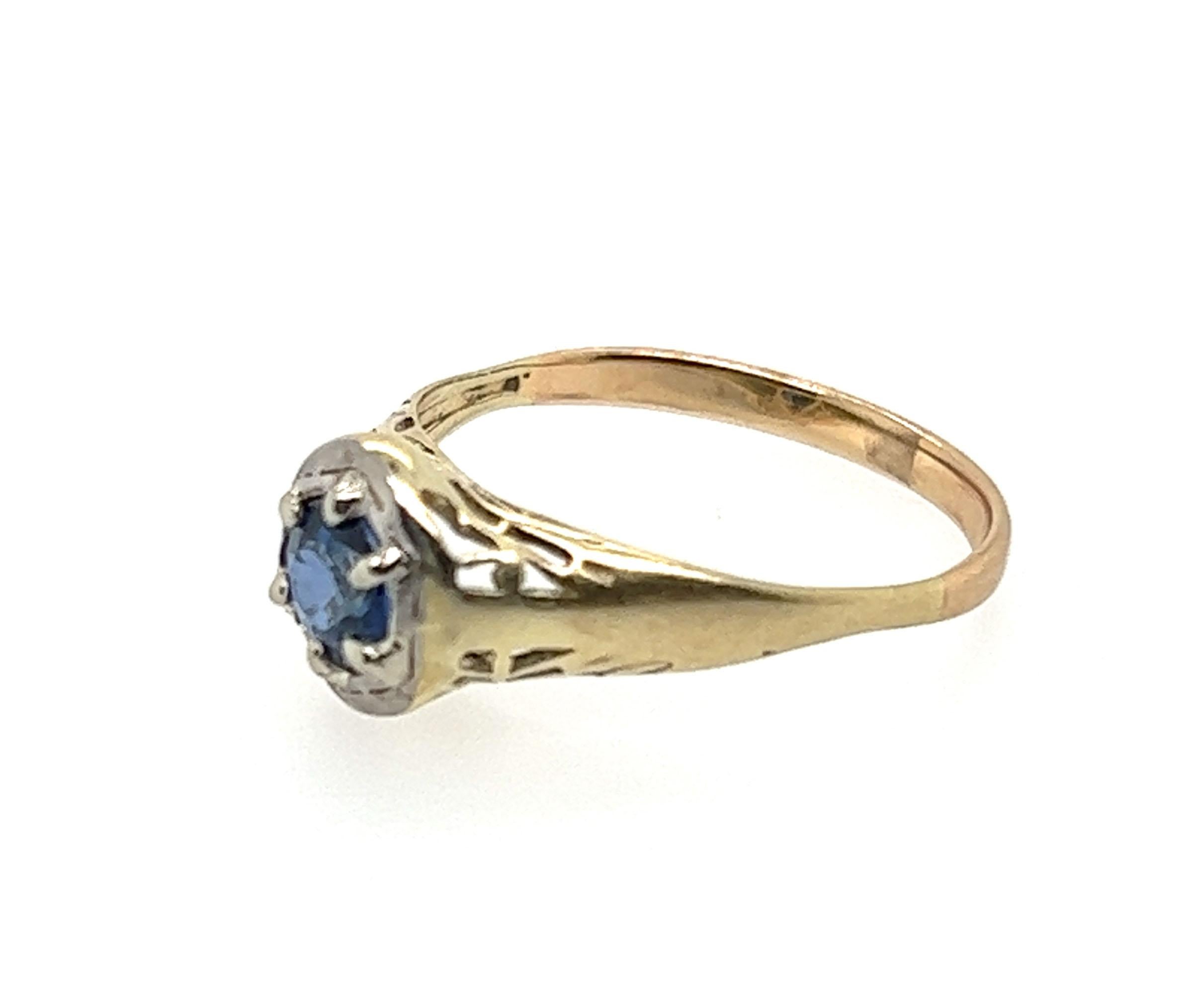 Sapphire Ring .53ct Art Deco Antique 14K In Good Condition In Dearborn, MI